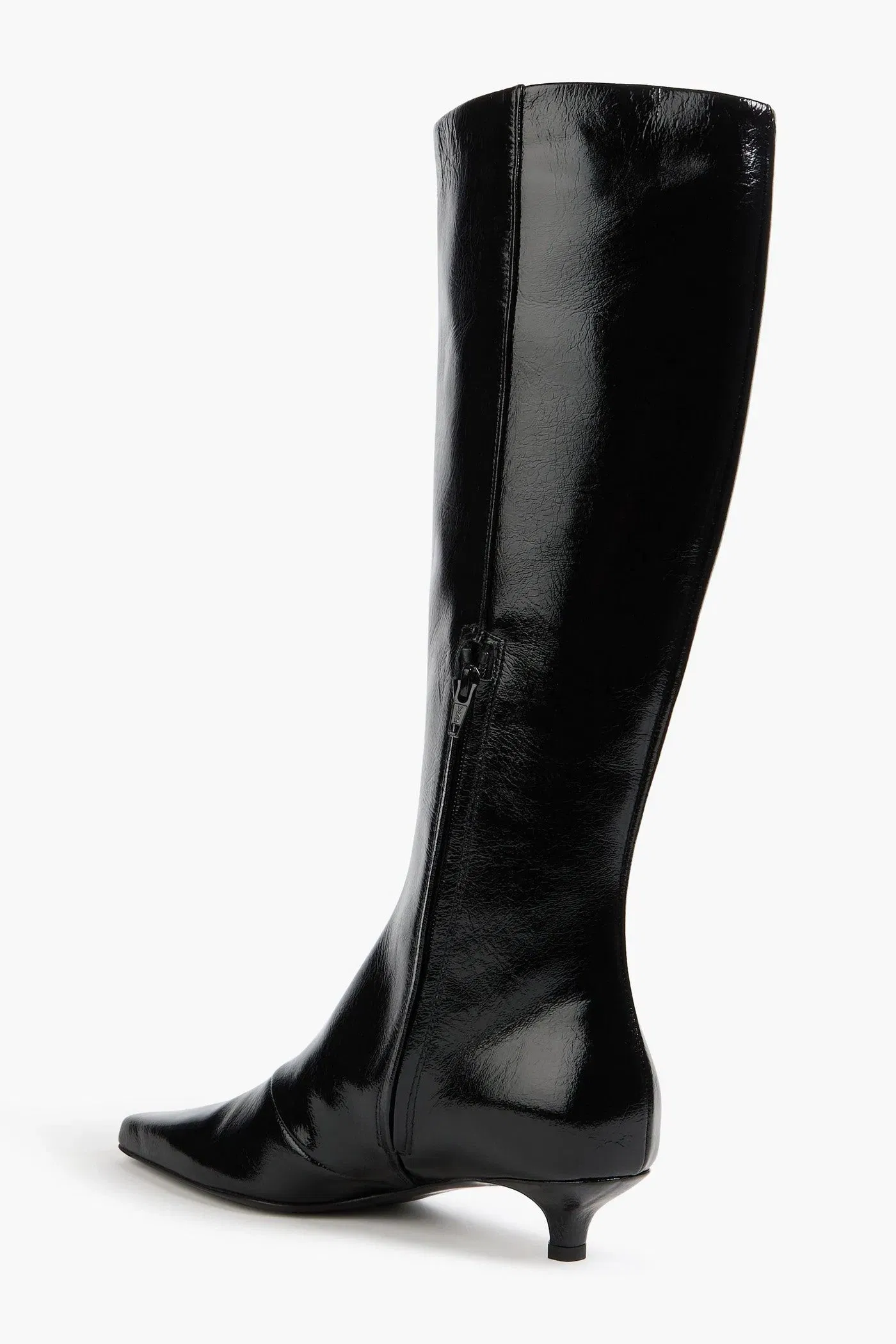 Toteme Glossed-Leather Knee Boots Black Women's