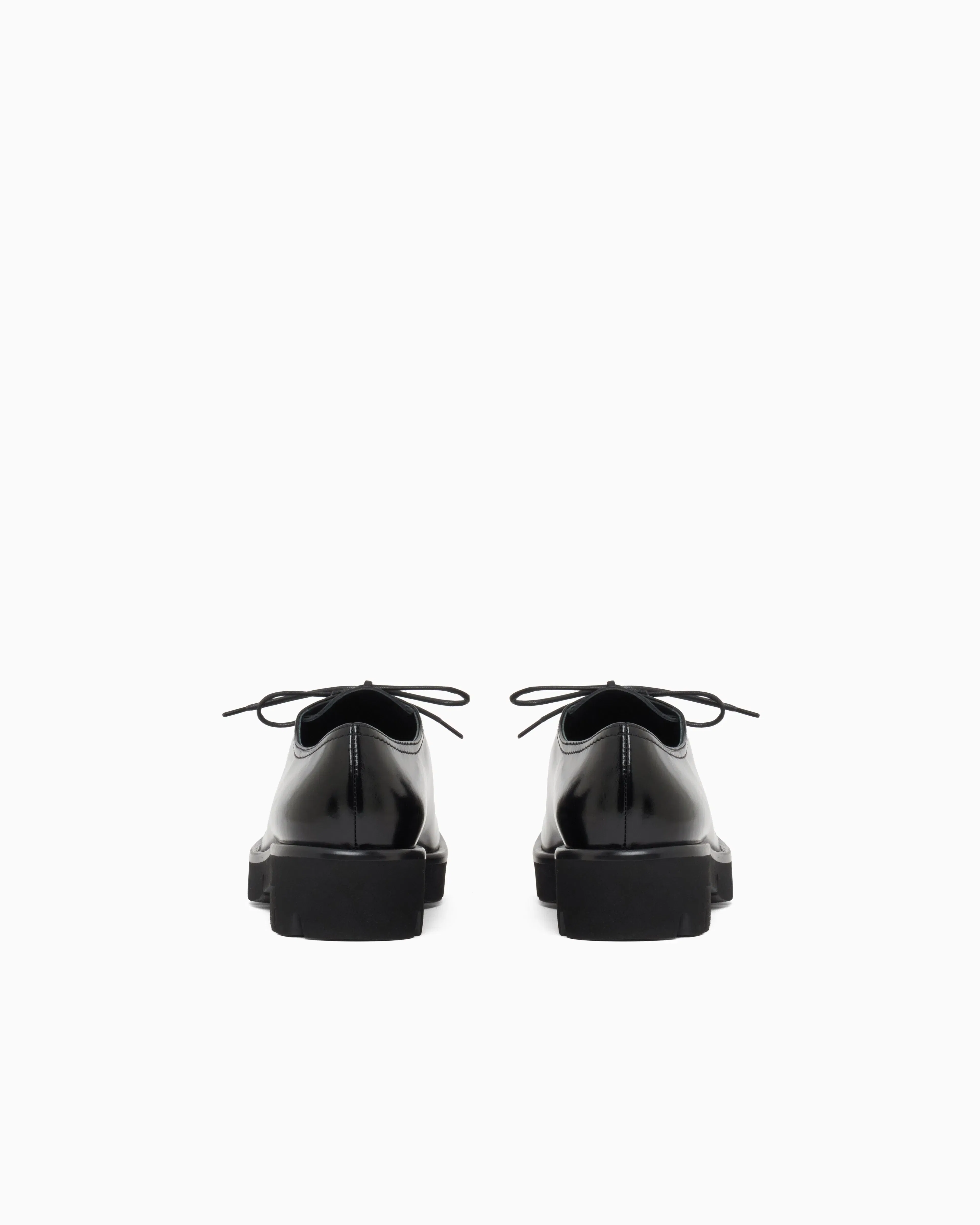 Emporio Armani Wallabee Lace-Ups In Shiny Polished Leather Black