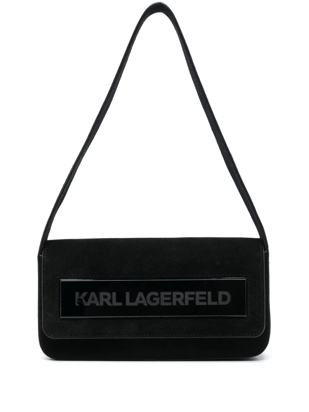 IKON K medium Flap suede shoulder bag