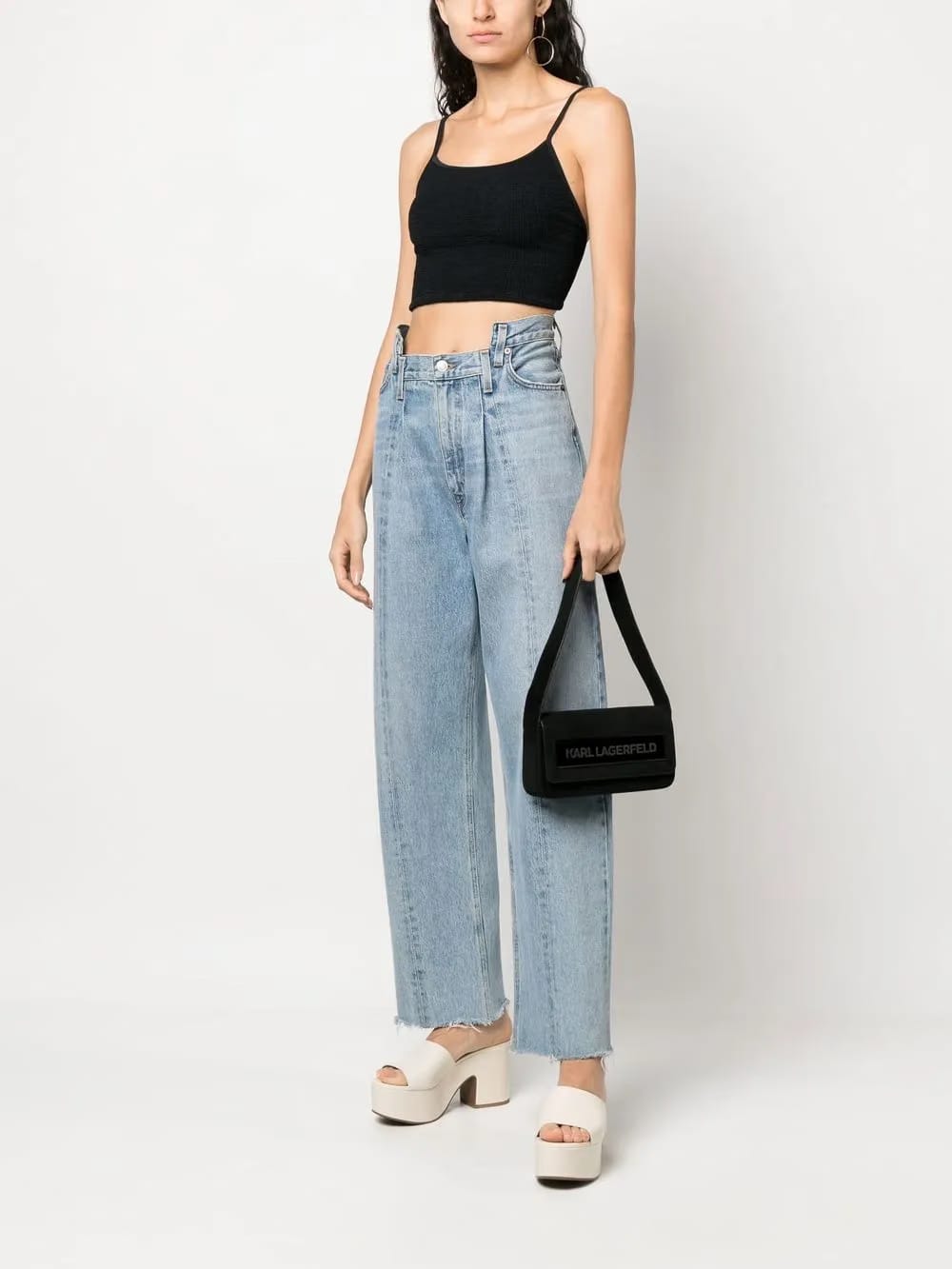 IKON K medium Flap suede shoulder bag