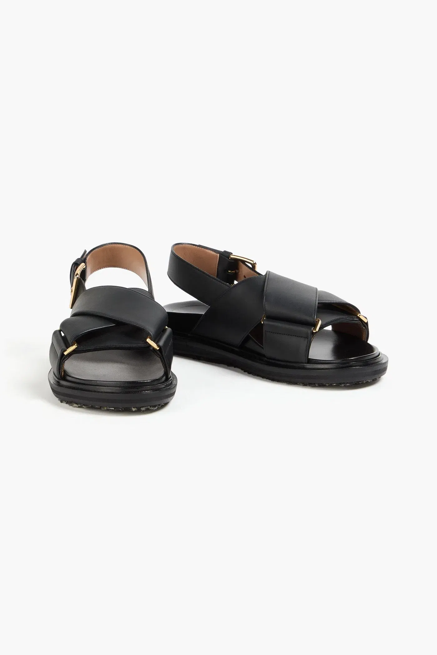 Marni Fussbett Leather Slingback Sandals Black Women's