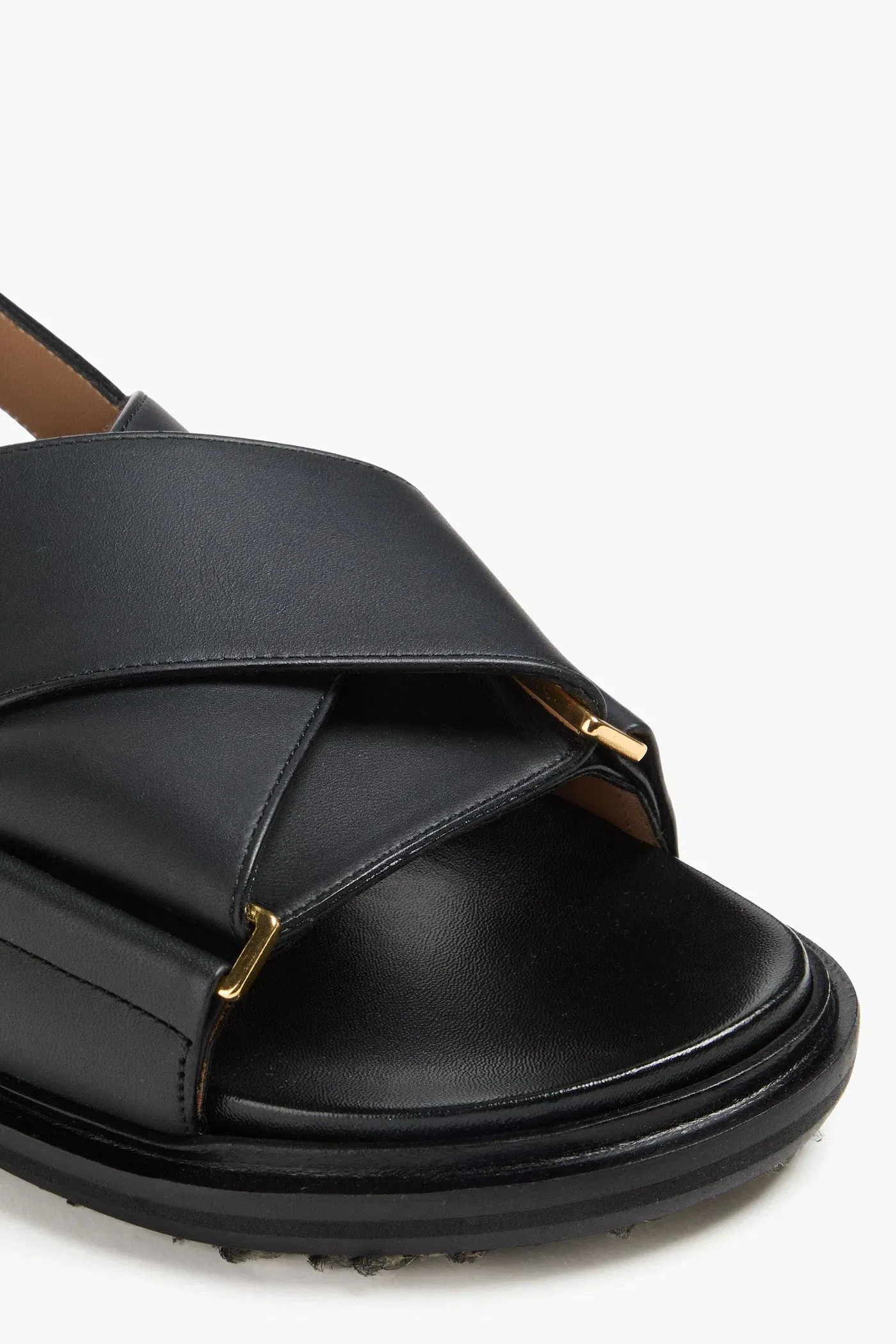 Marni Fussbett Leather Slingback Sandals Black Women's