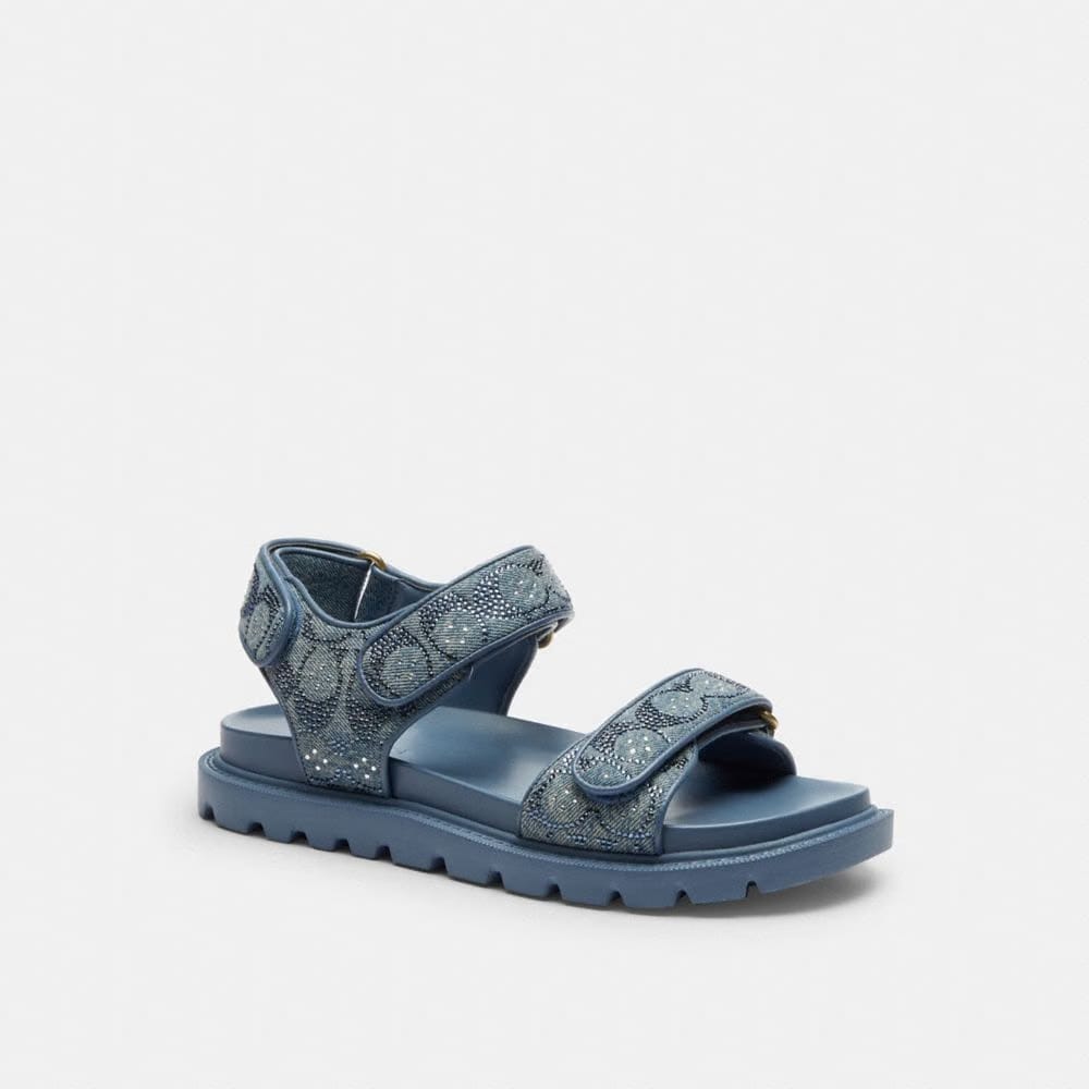 Women's Coach Brynn Sandal In Crystal Signature Denim Denim