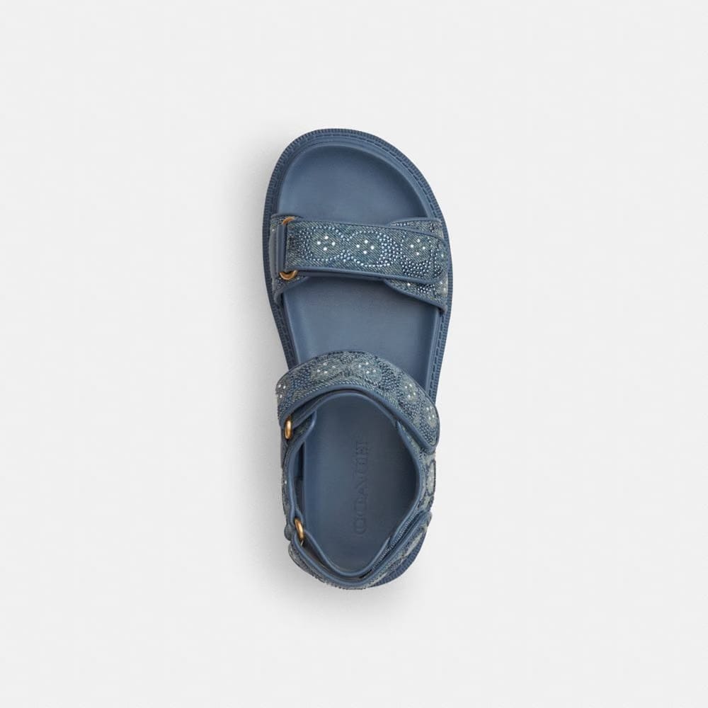 Women's Coach Brynn Sandal In Crystal Signature Denim Denim