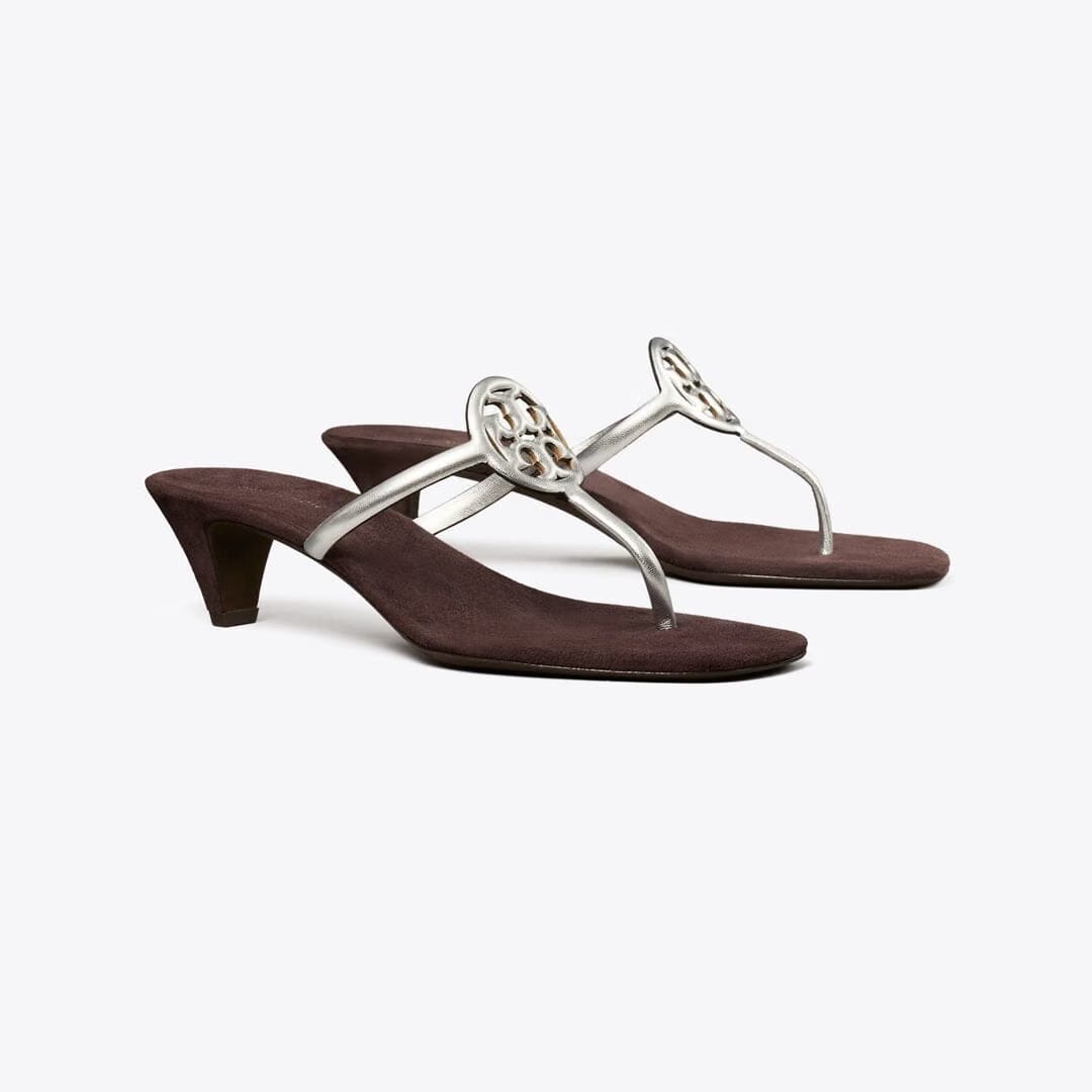Tory Burch Miller Capri Kitten Heel SILVER / COCOA