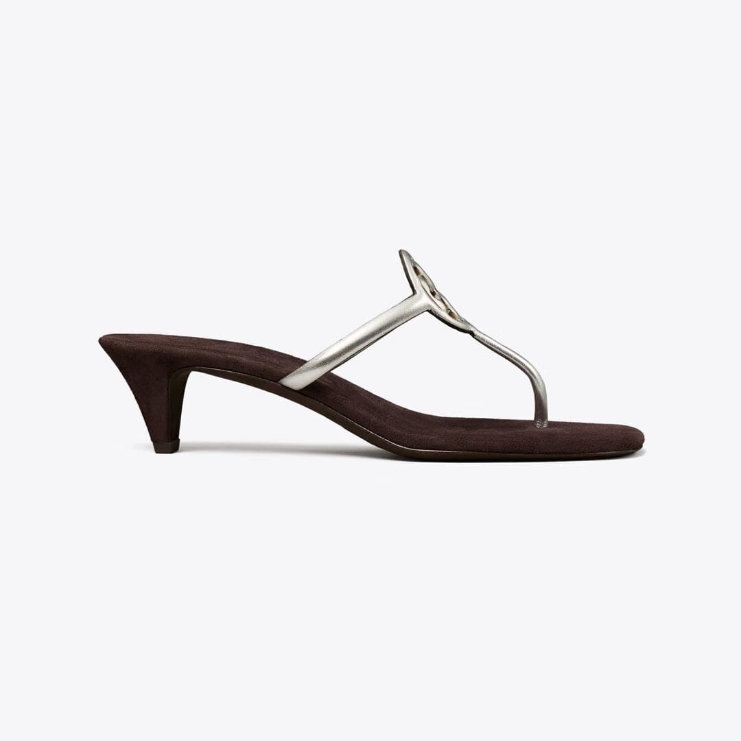 Tory Burch Miller Capri Kitten Heel SILVER / COCOA