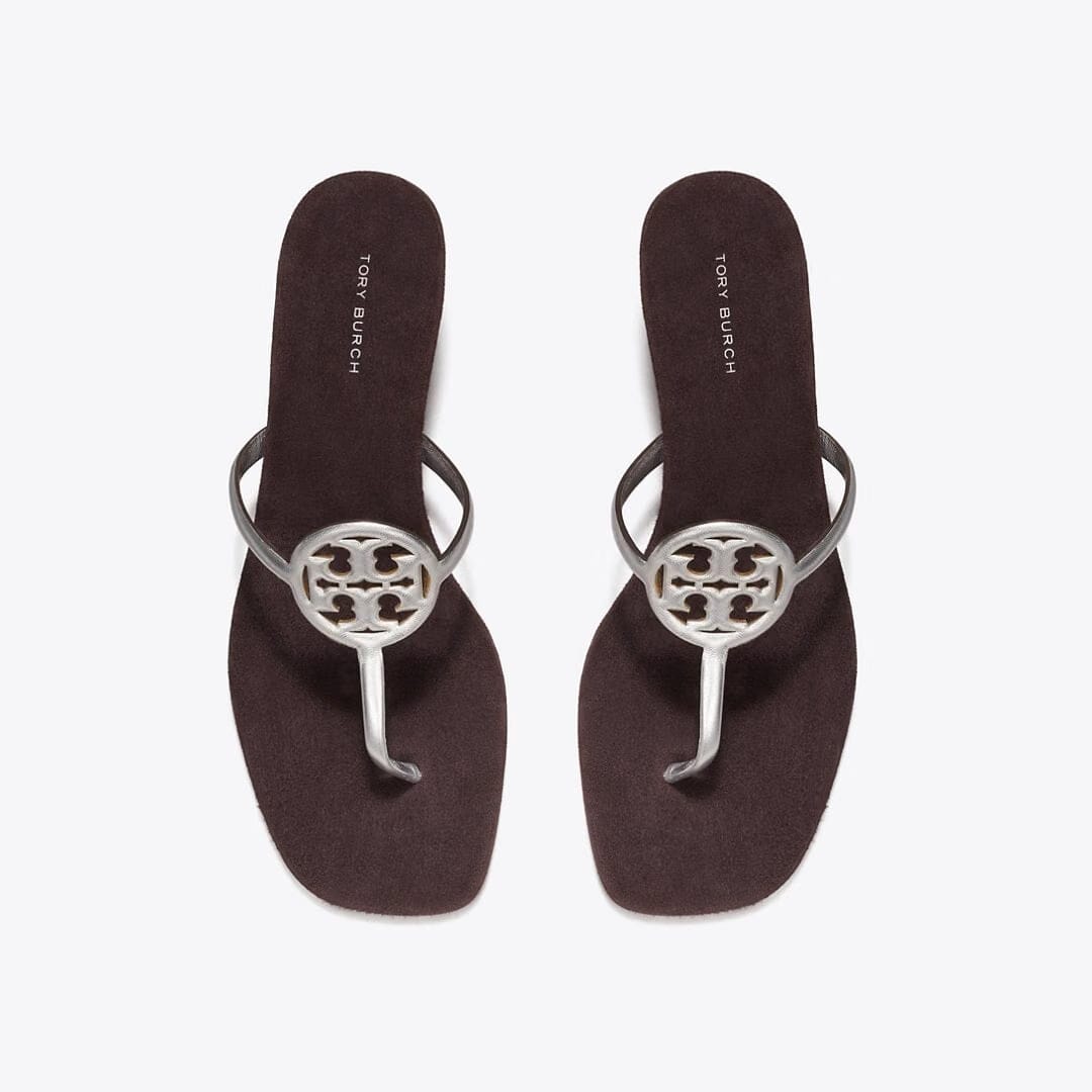 Tory Burch Miller Capri Kitten Heel SILVER / COCOA