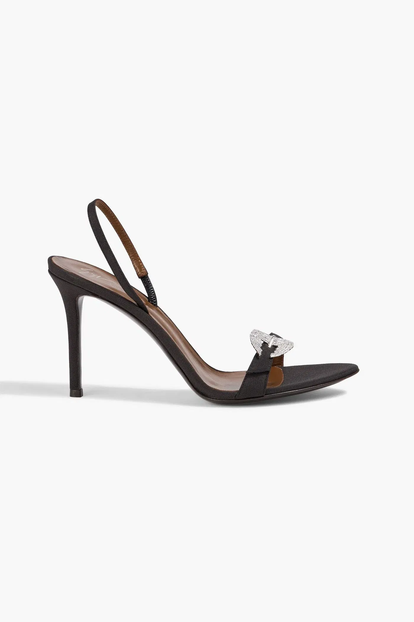 Giuseppe Zanotti Marielena 90 Crystal-Embellished Satin Slingback Sandals Black Women's