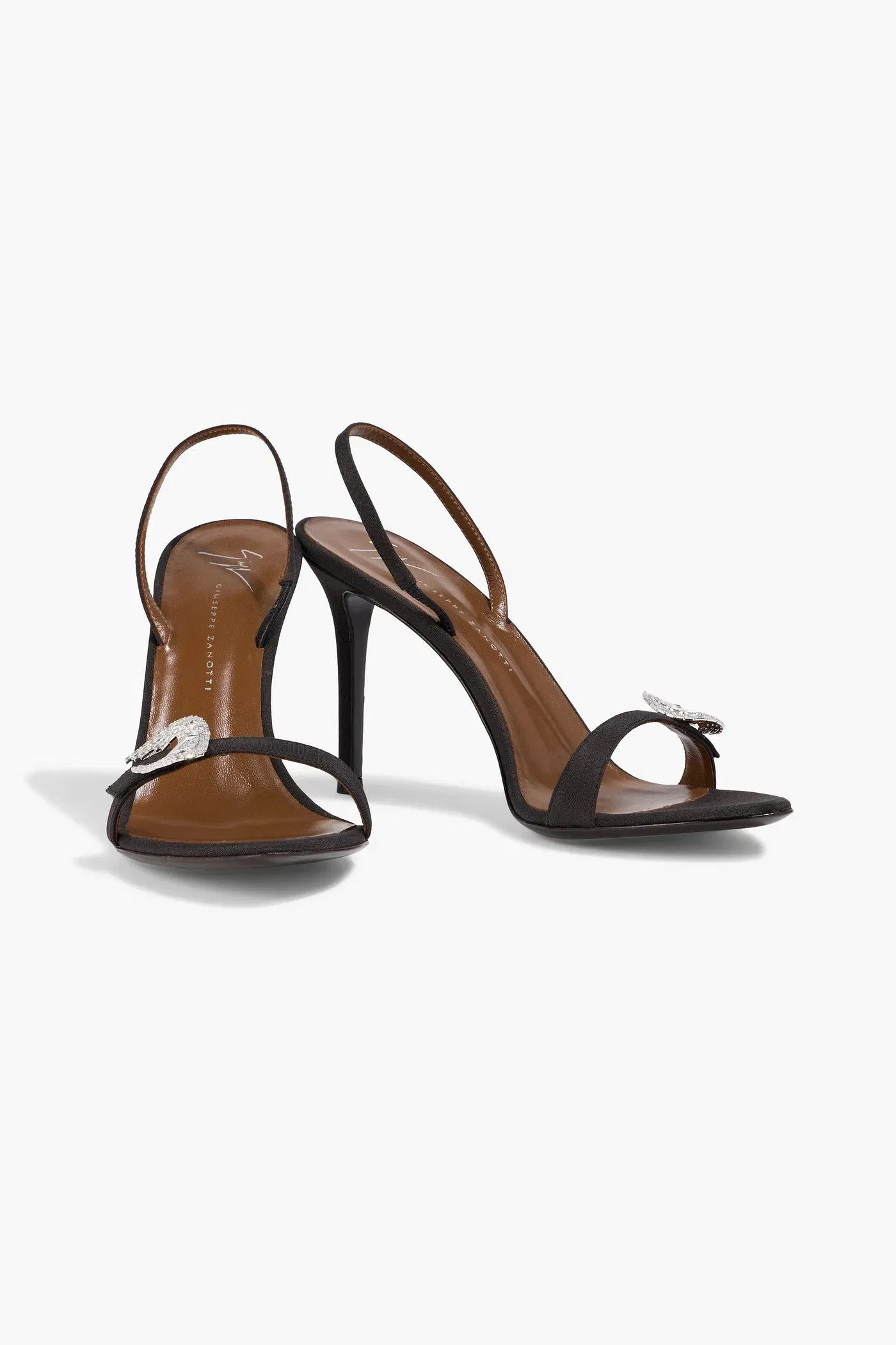 Giuseppe Zanotti Marielena 90 Crystal-Embellished Satin Slingback Sandals Black Women's
