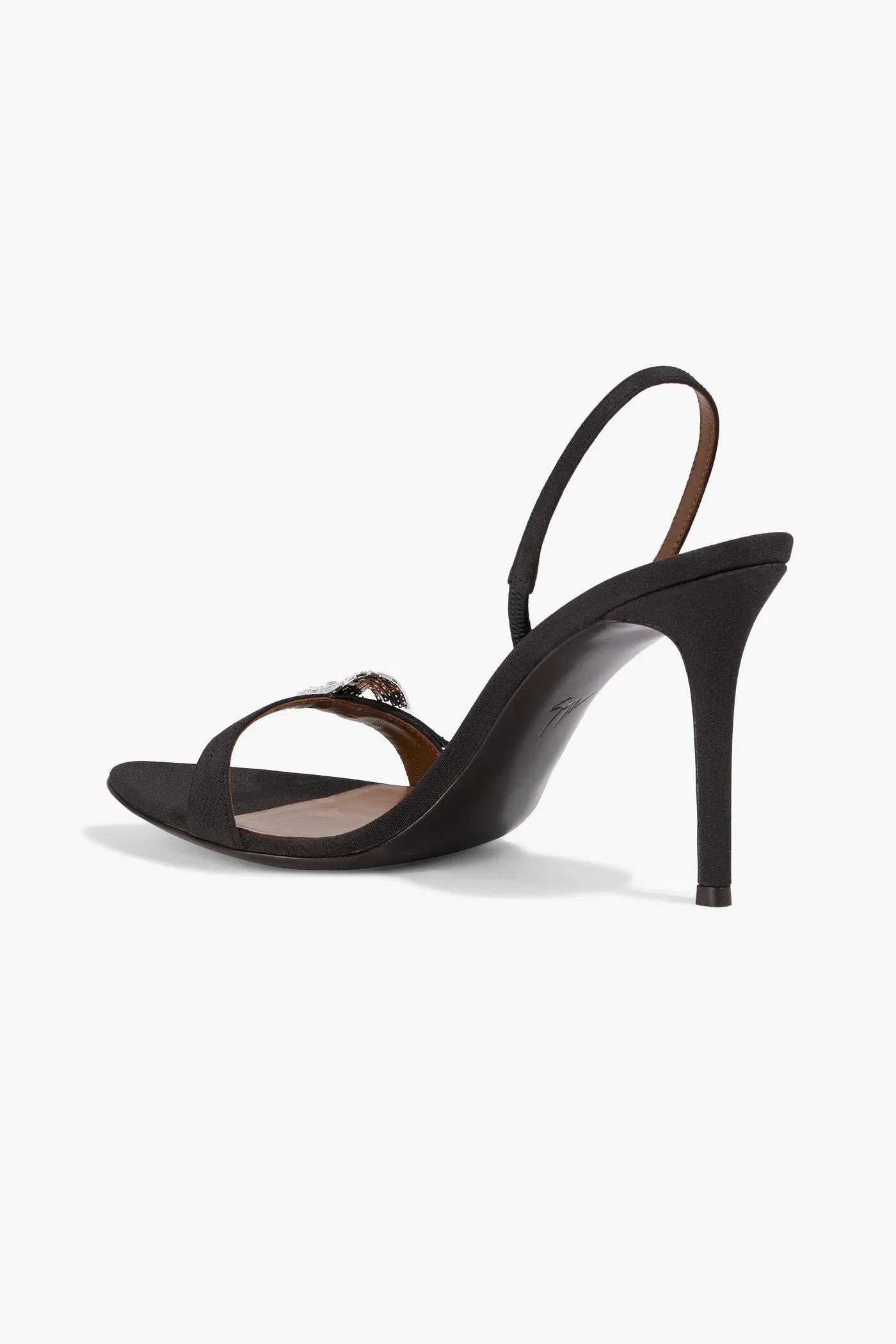 Giuseppe Zanotti Marielena 90 Crystal-Embellished Satin Slingback Sandals Black Women's