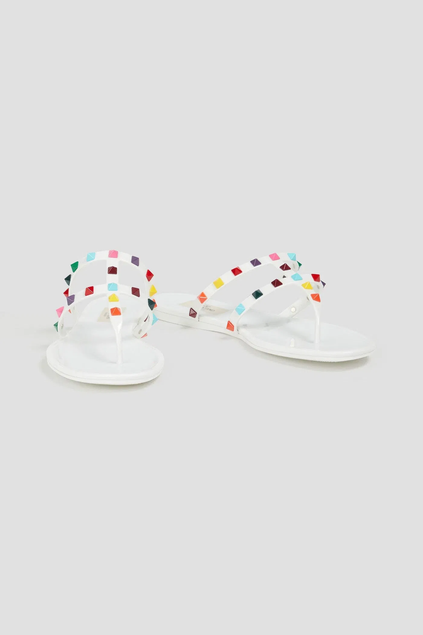 Valentino Garavani Rockstud Rubber Sandals White Women's