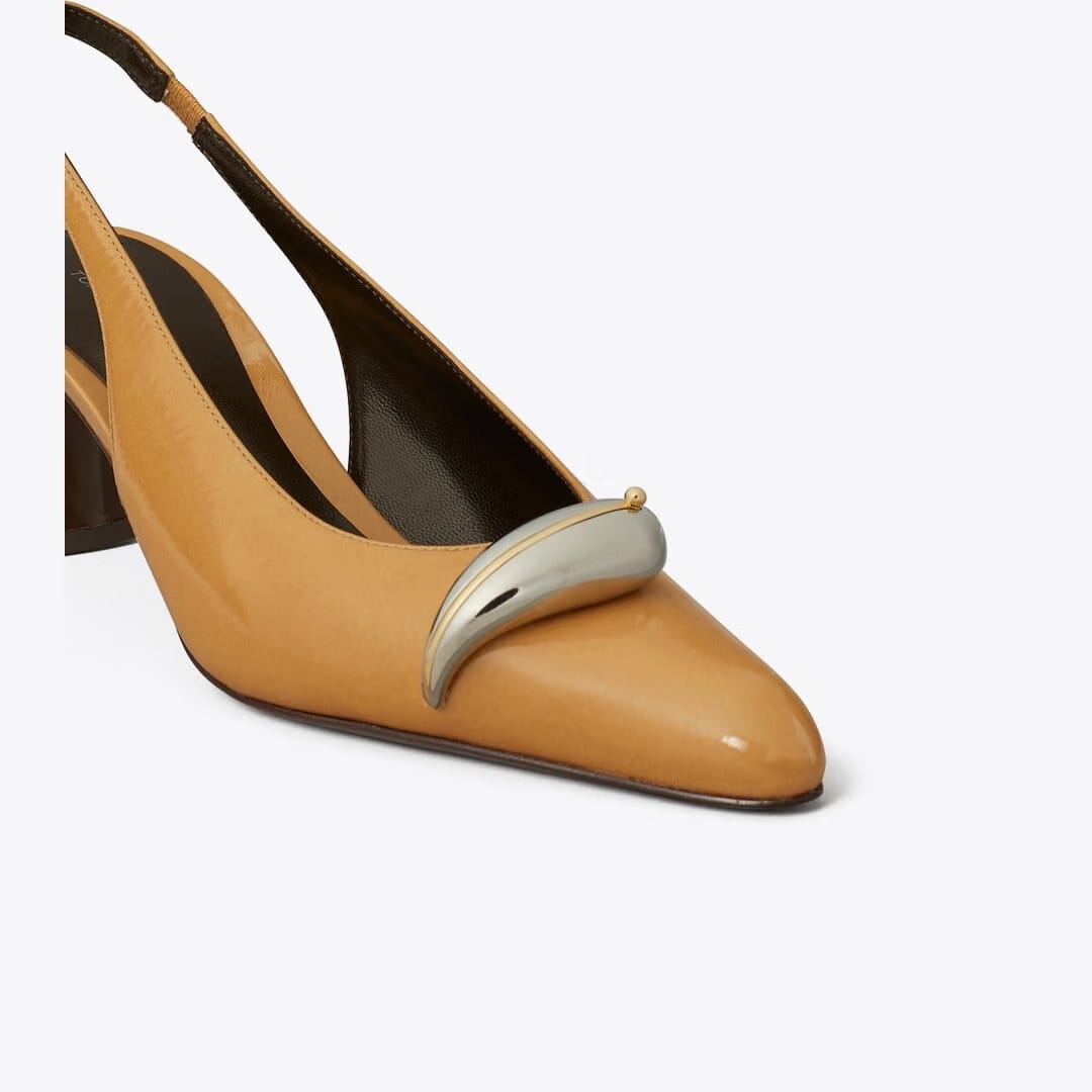 Tory Burch Pierced Slingback Heel BISCOTTI / SILVER