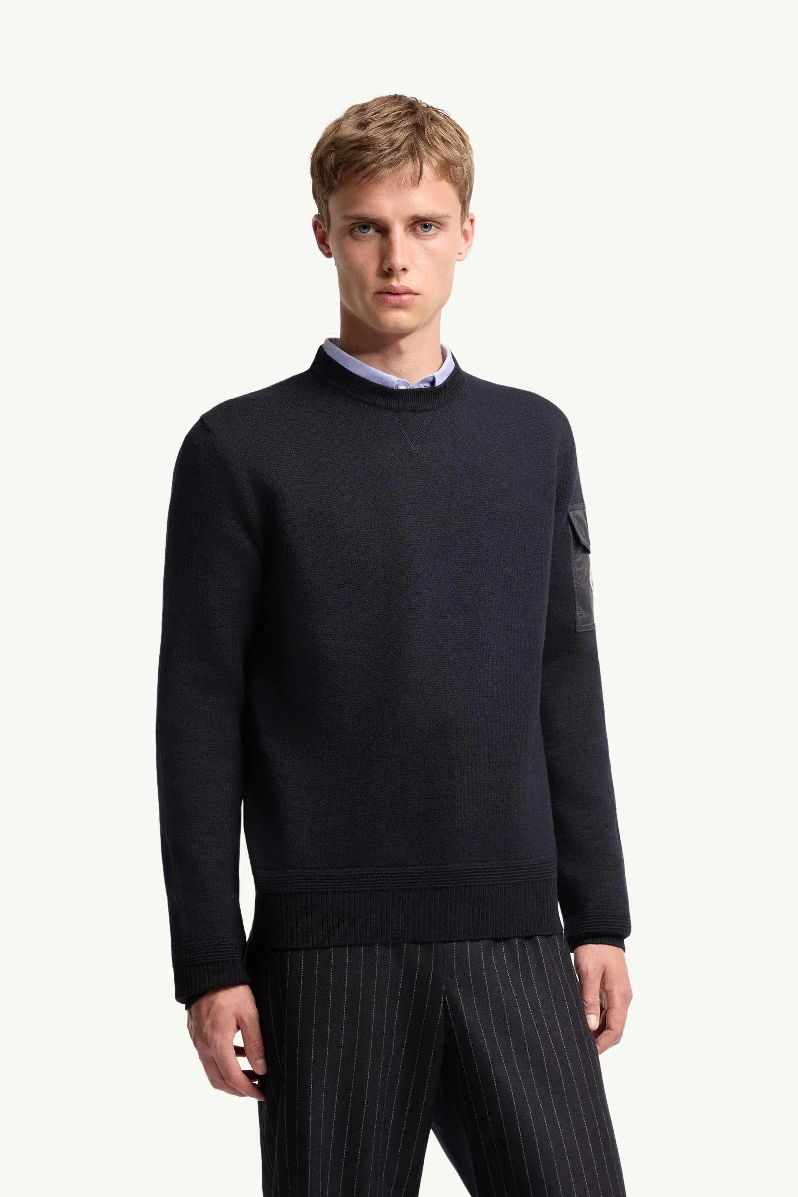 Moncler Wool Sweater Navy Blue Navy Blue