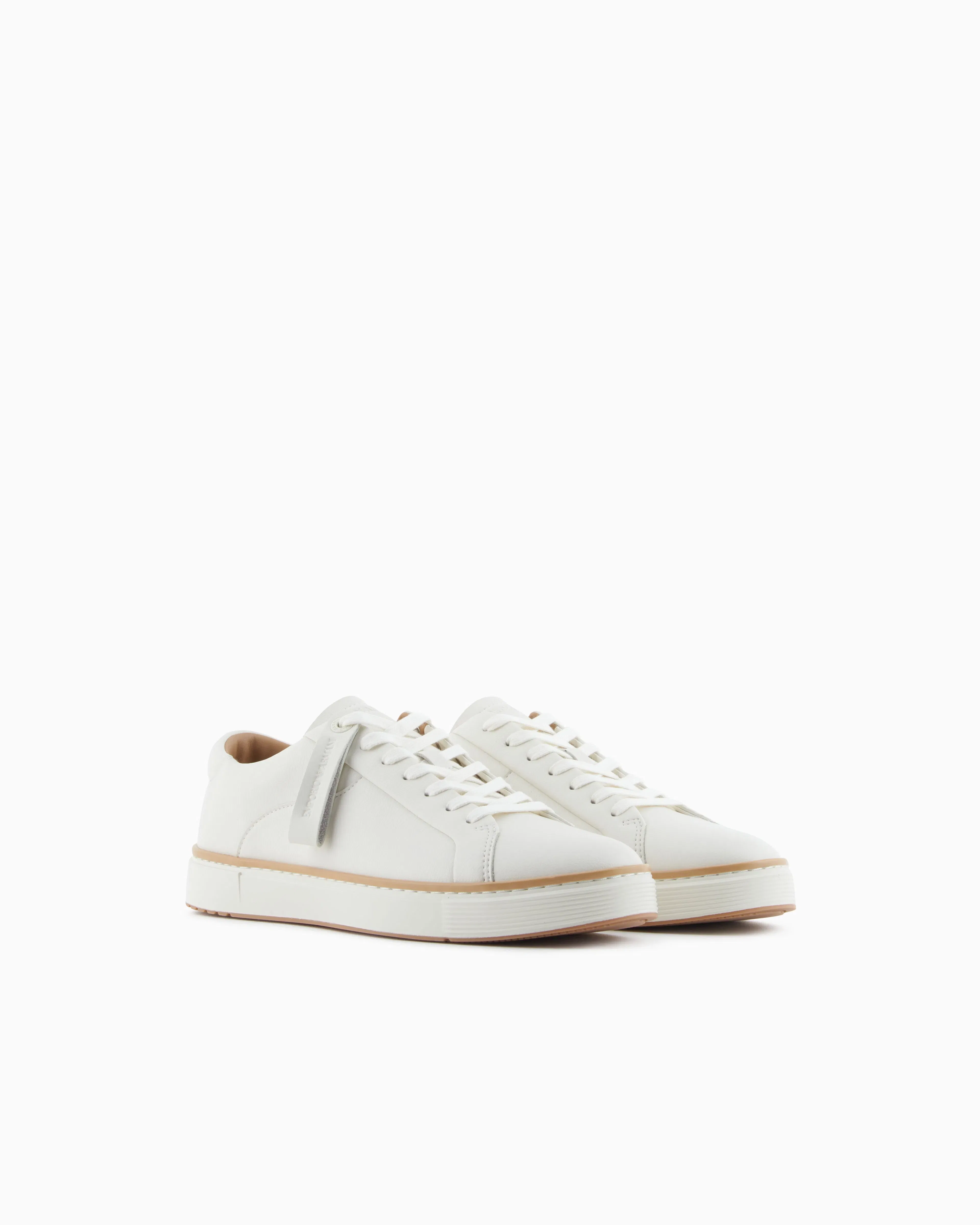 Emporio Armani Leather Sneakers With A Contrasting Welt White