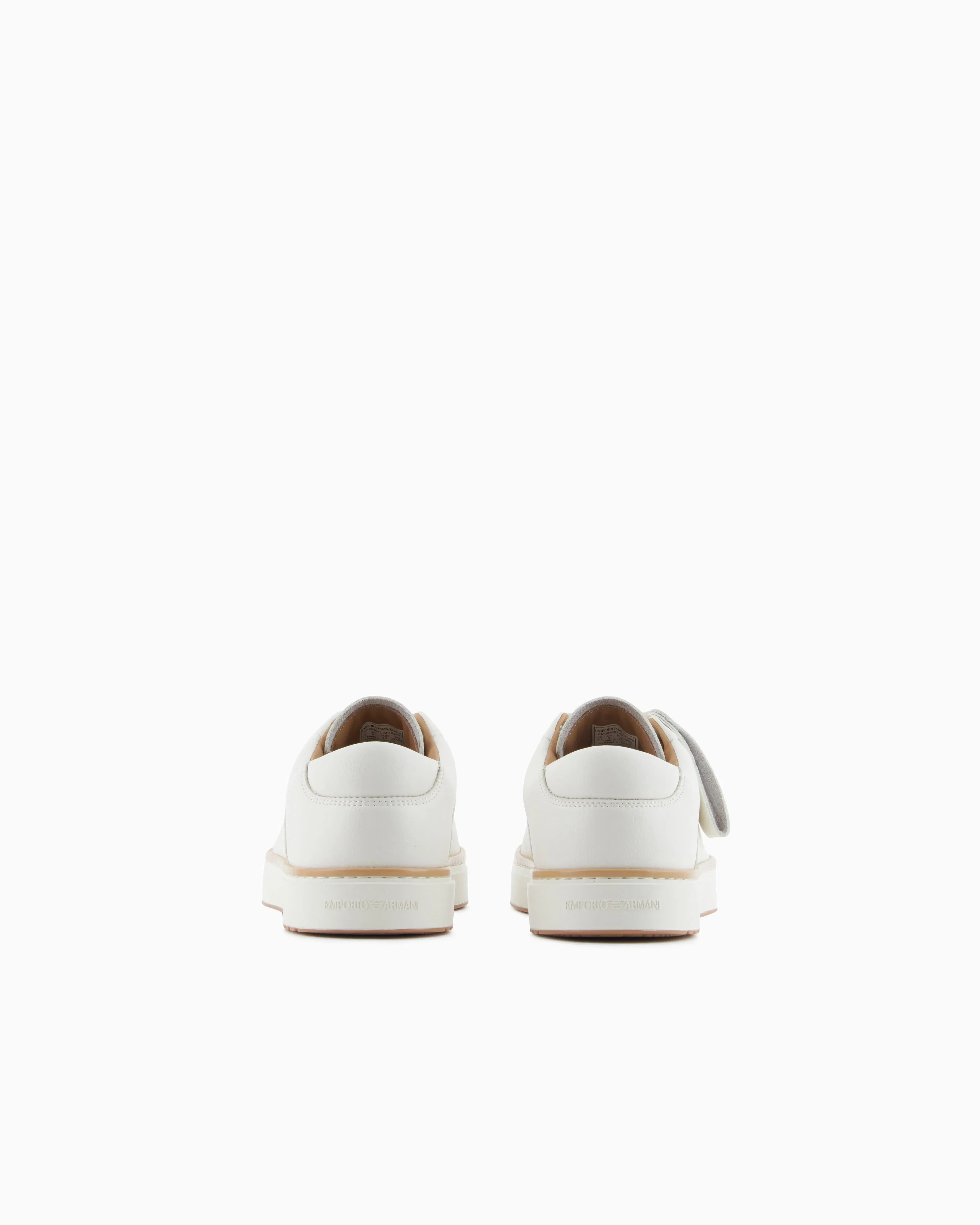 Emporio Armani Leather Sneakers With A Contrasting Welt White
