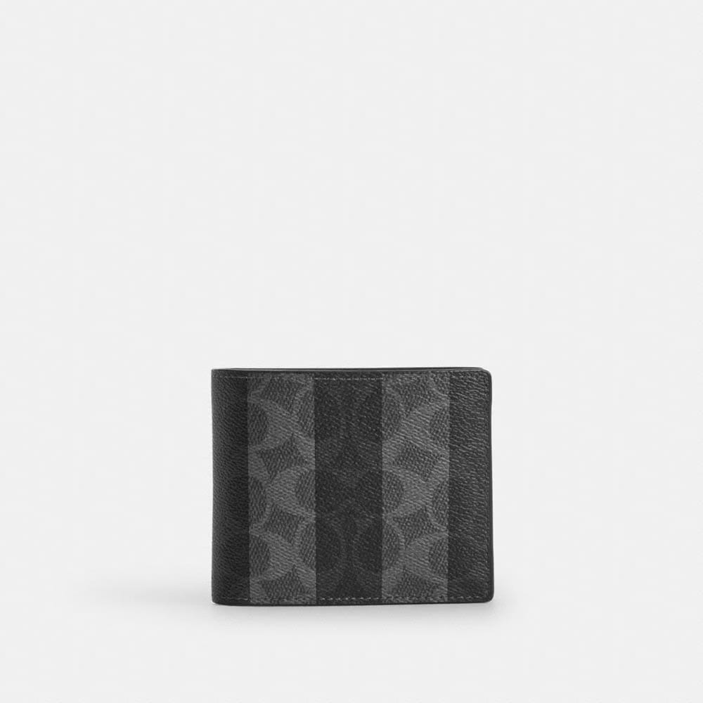 Coach 3 In 1 Wallet In Signature Canvas With Stripes Black Grey