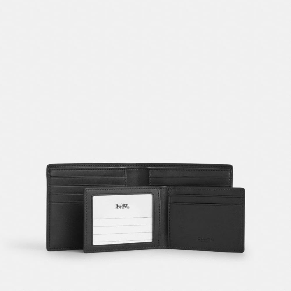 Coach 3 In 1 Wallet In Signature Canvas With Stripes Black Grey