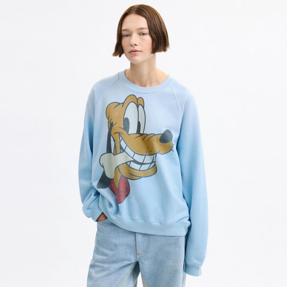 Coach Disney X Coach Pluto Crewneck Sweatshirt Baby Blue