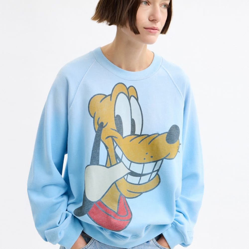 Coach Disney X Coach Pluto Crewneck Sweatshirt Baby Blue