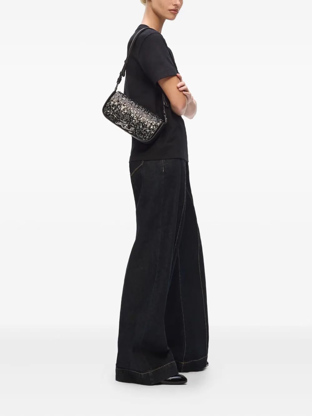 herringbone sequin shoulder bag