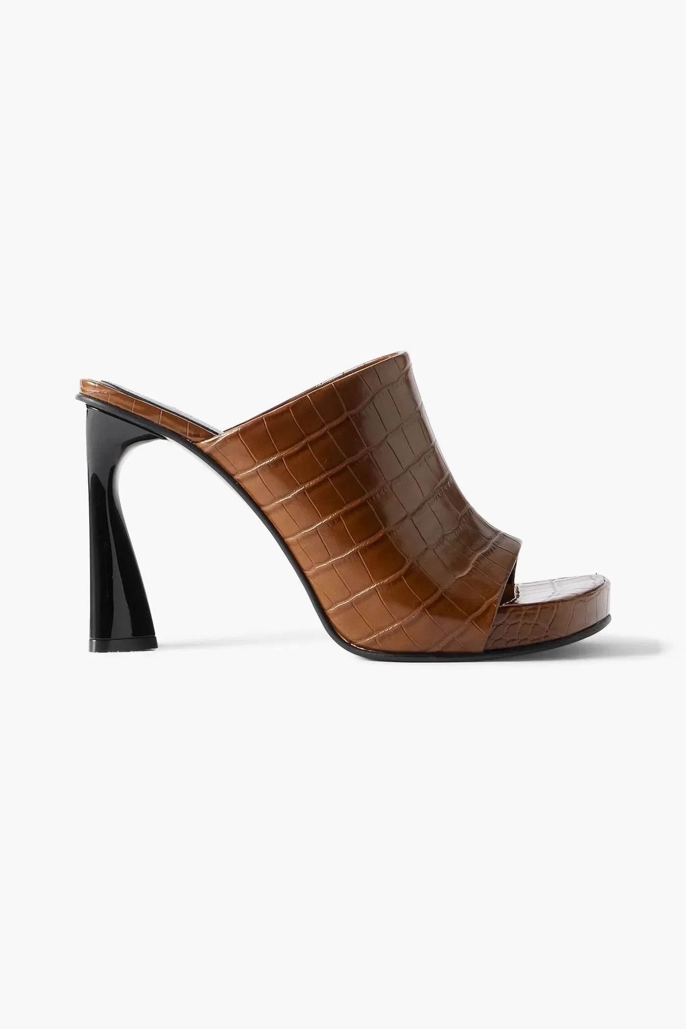 Stella Mccartney Elsa Glossed Croc-Effect Mules Brown Women's