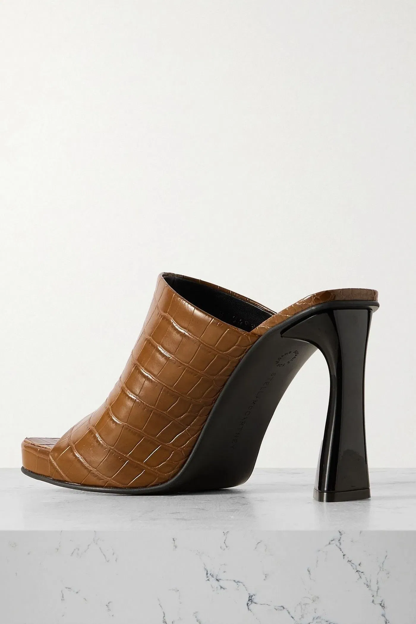 Stella Mccartney Elsa Glossed Croc-Effect Mules Brown Women's