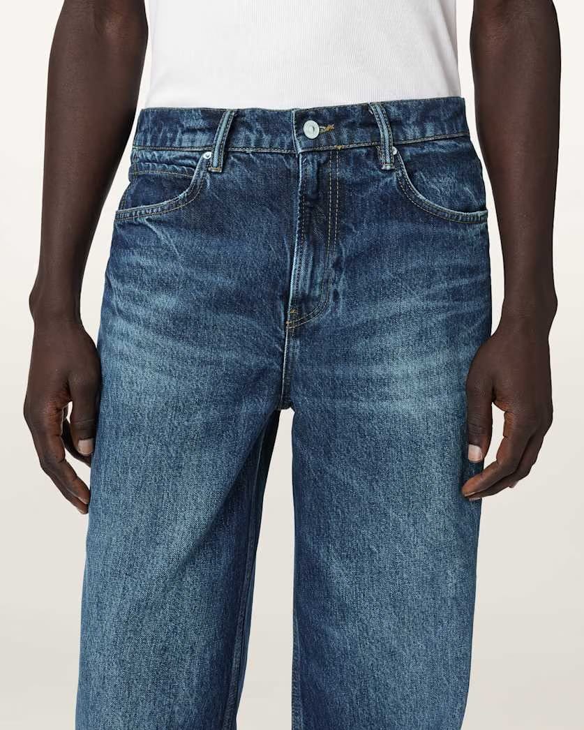 AllSaints Lenny Loose Fit Wide Leg Denim Jeans Dark Indigo