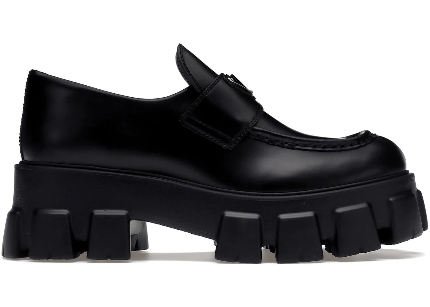 Prada Monolith 55Mm Loafer Black Brushed Leather