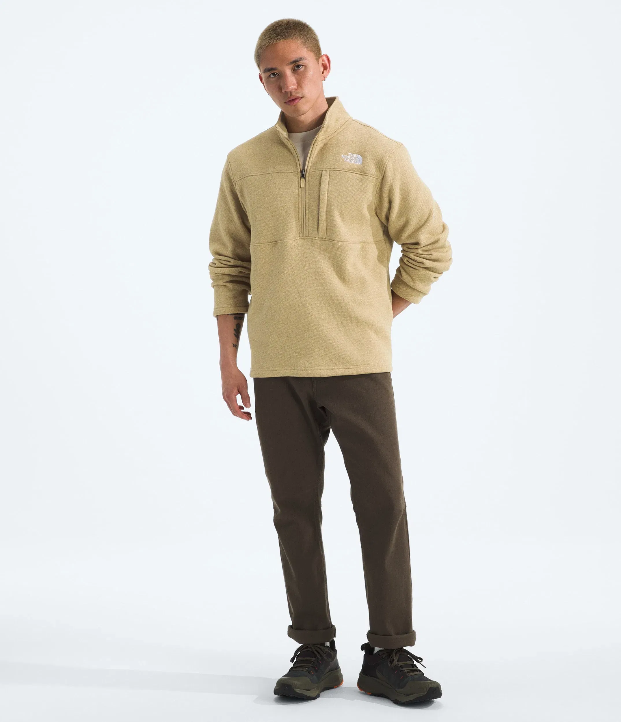 The North Face Men’s Gordon Lyons ¼-Zip Khaki Stone Heather
