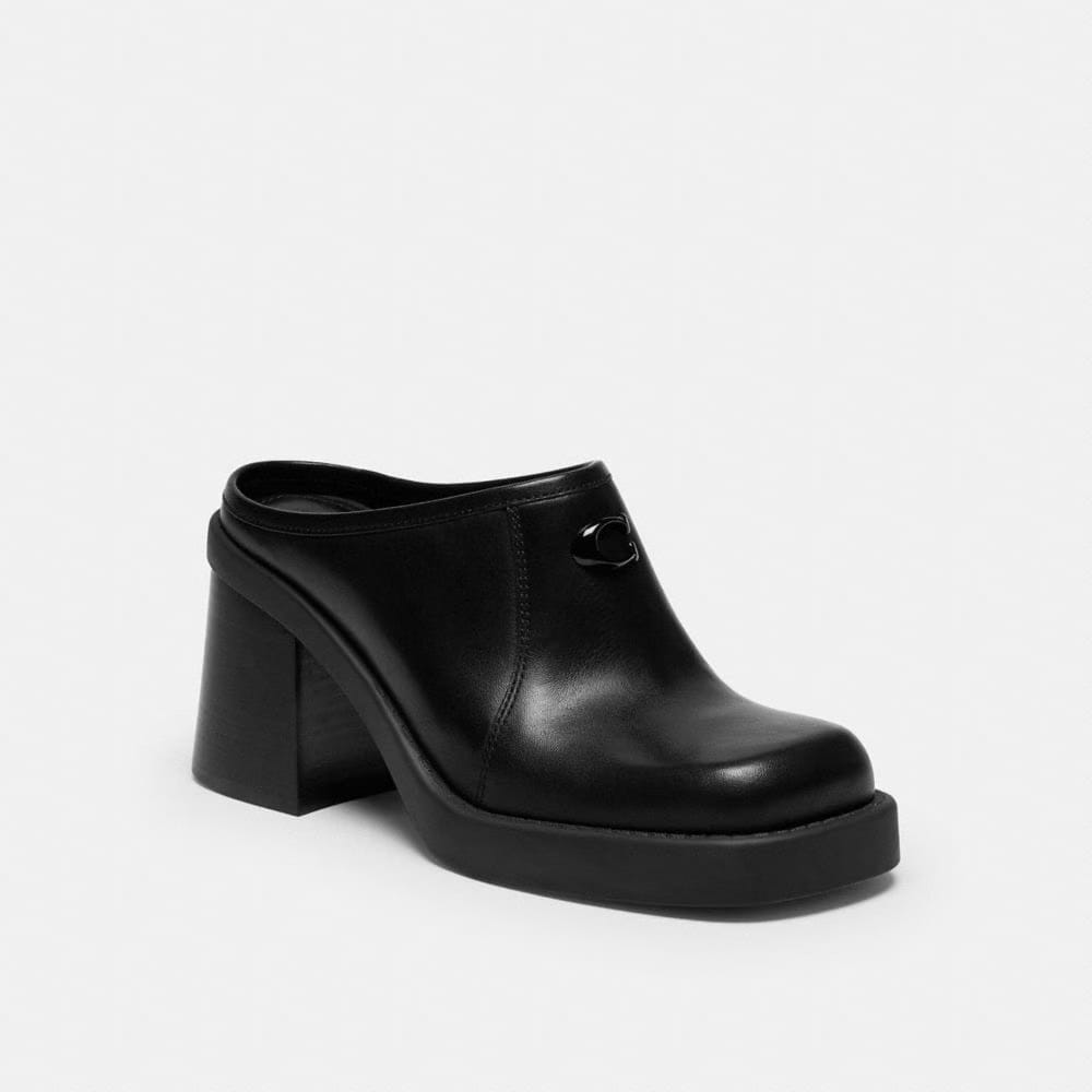 Women's Coach Sculpted C Heeled Mule Black