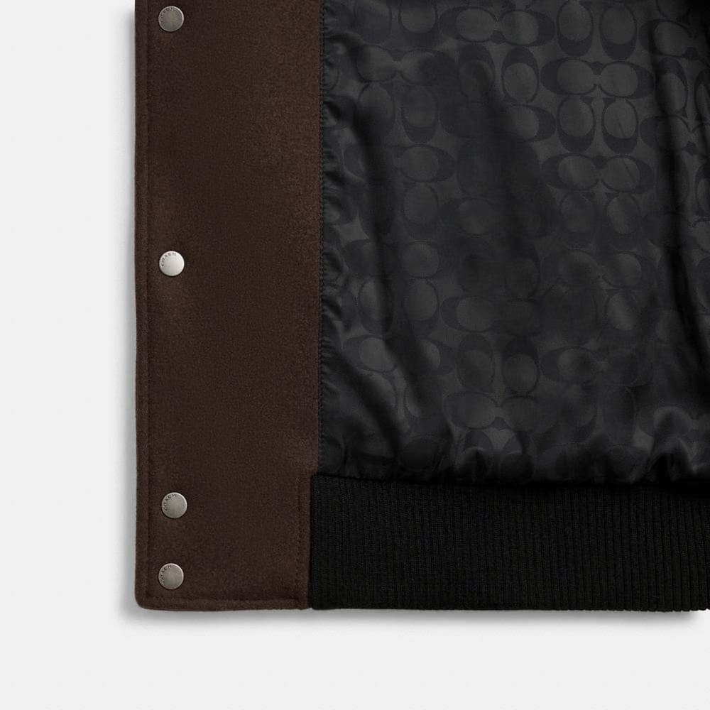 Coach Wool Varsity Jacket Brown