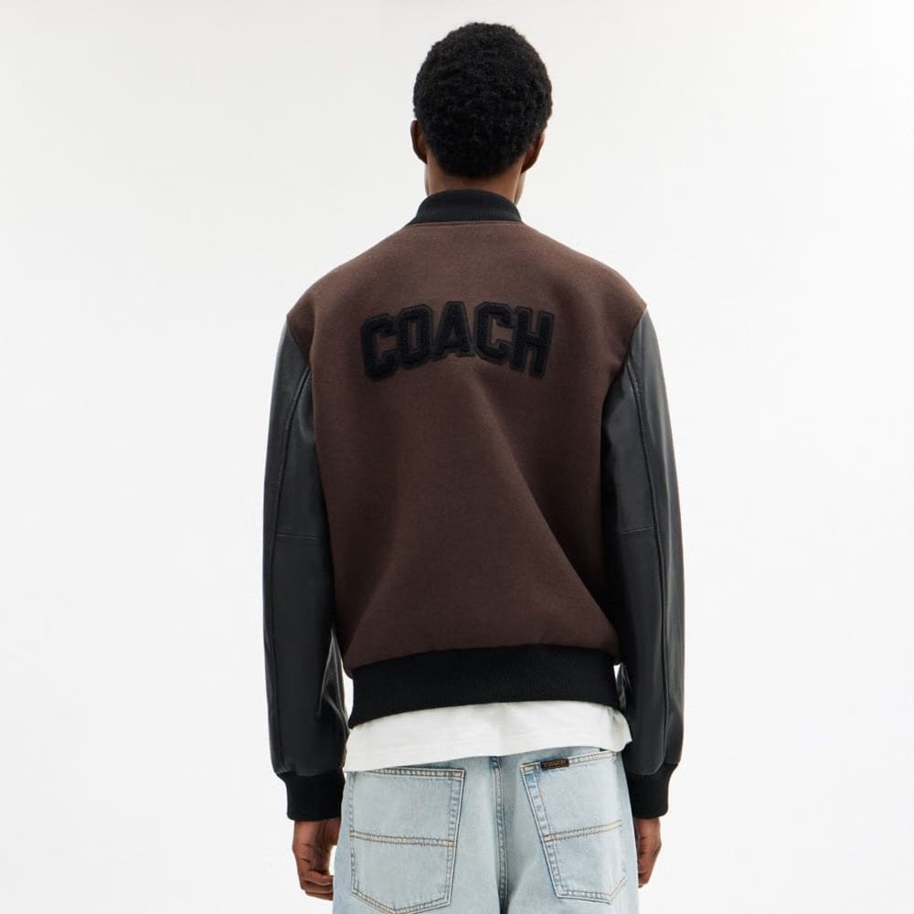 Coach Wool Varsity Jacket Brown