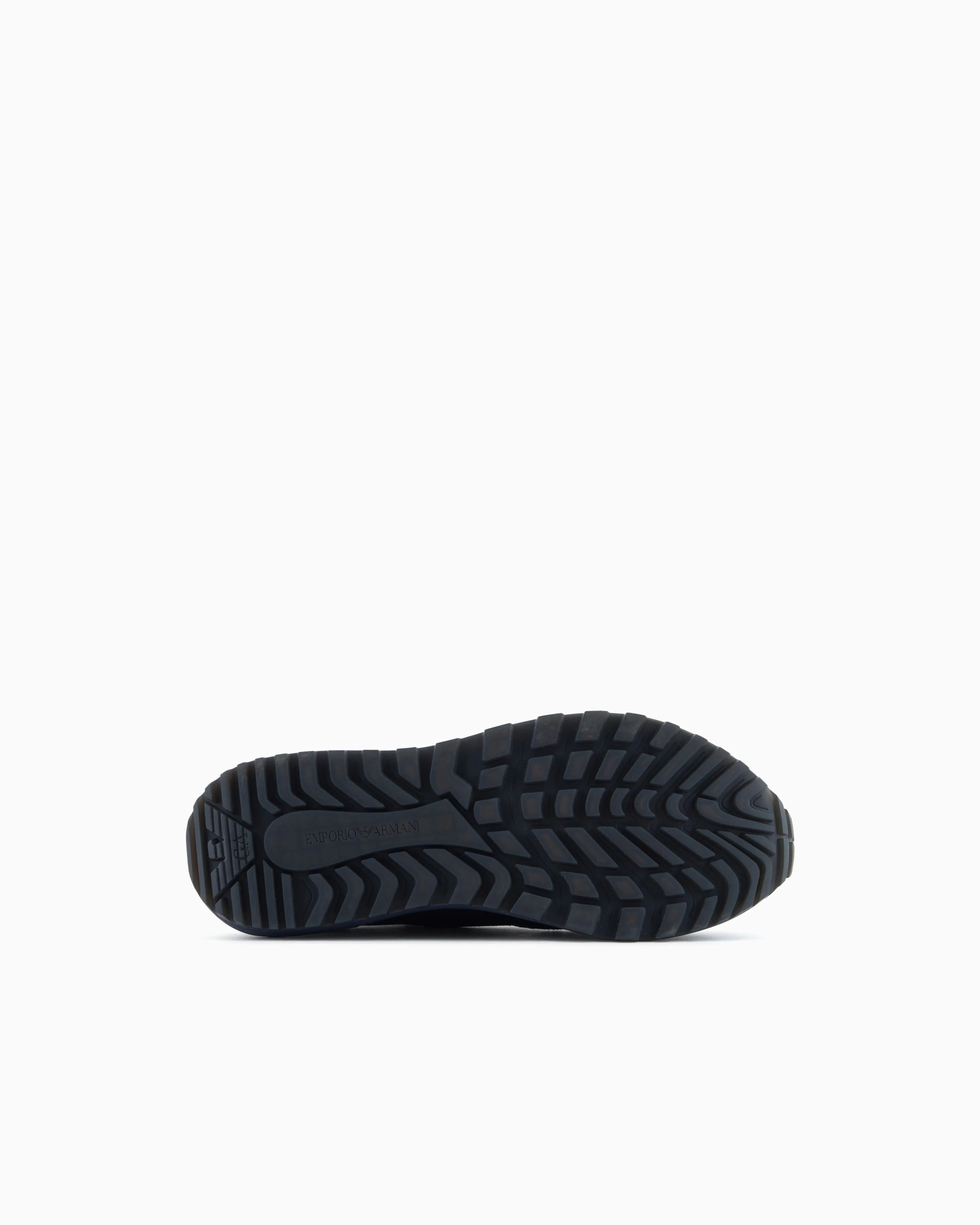 Emporio Armani Low-Top Sneakers In Suede And Mesh With A Rubber Sole Blue