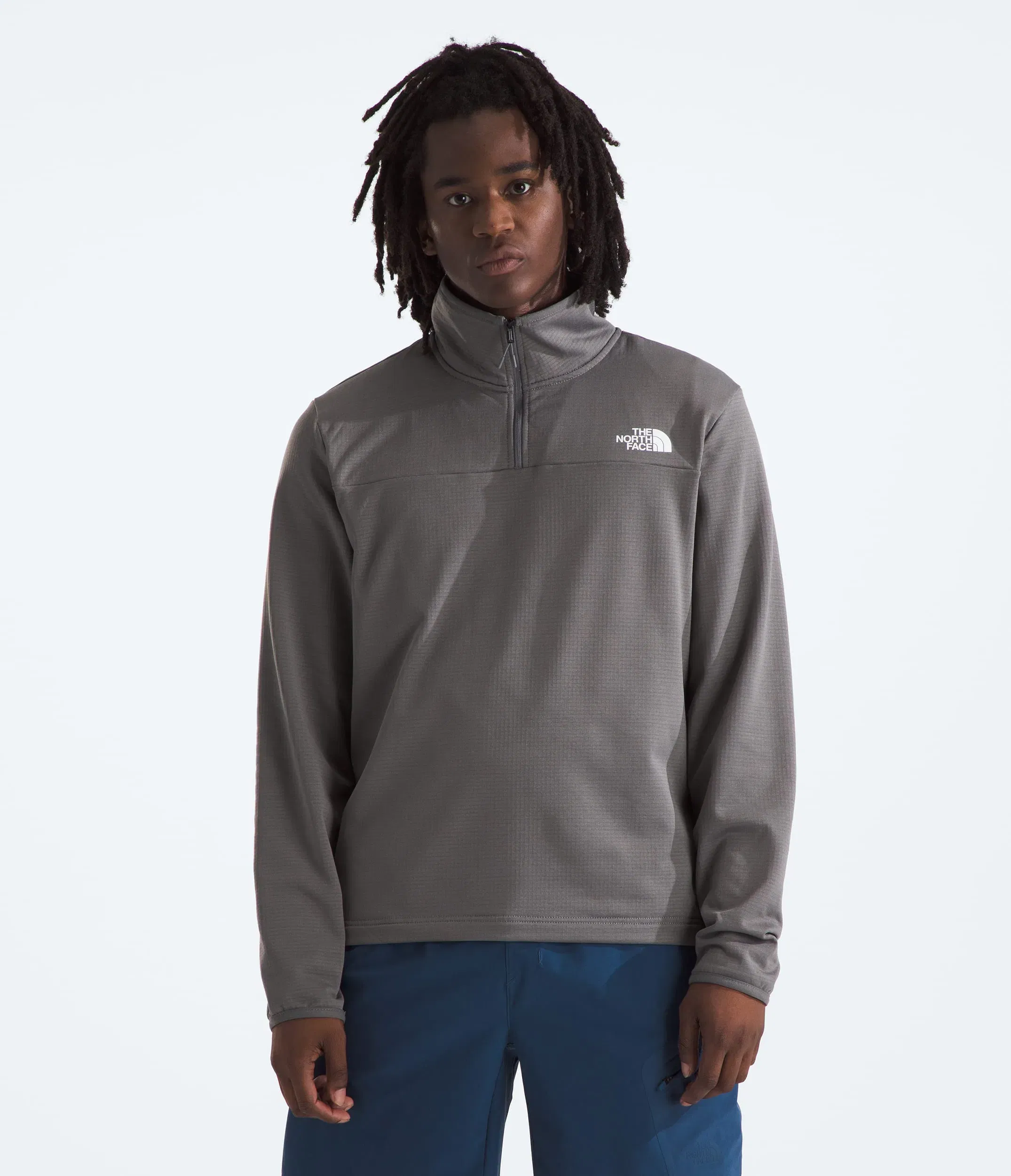 The North Face Men’s Cedar Trail Grid Fleece ¼-Zip Smoked Pearl