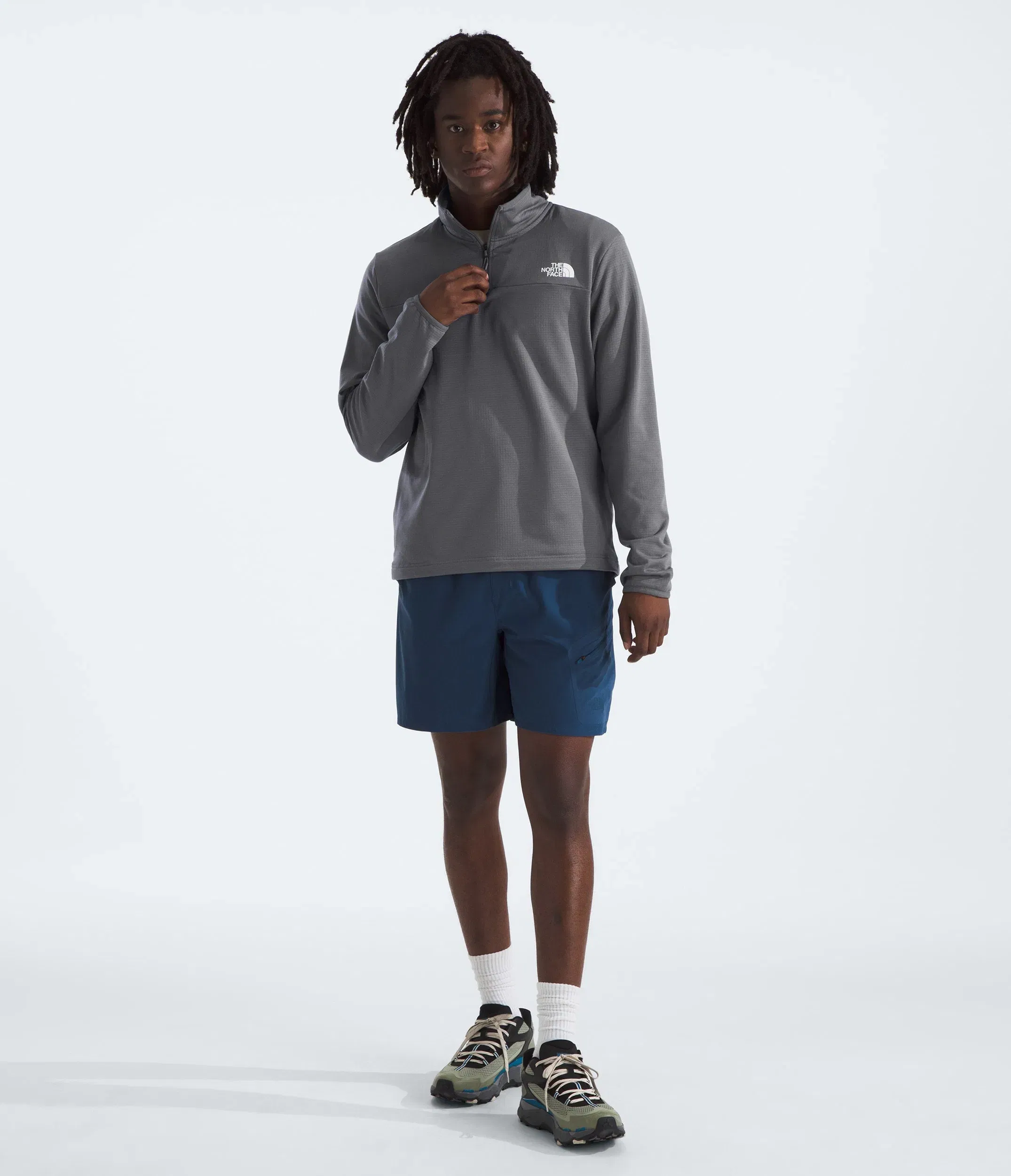 The North Face Men’s Cedar Trail Grid Fleece ¼-Zip Smoked Pearl
