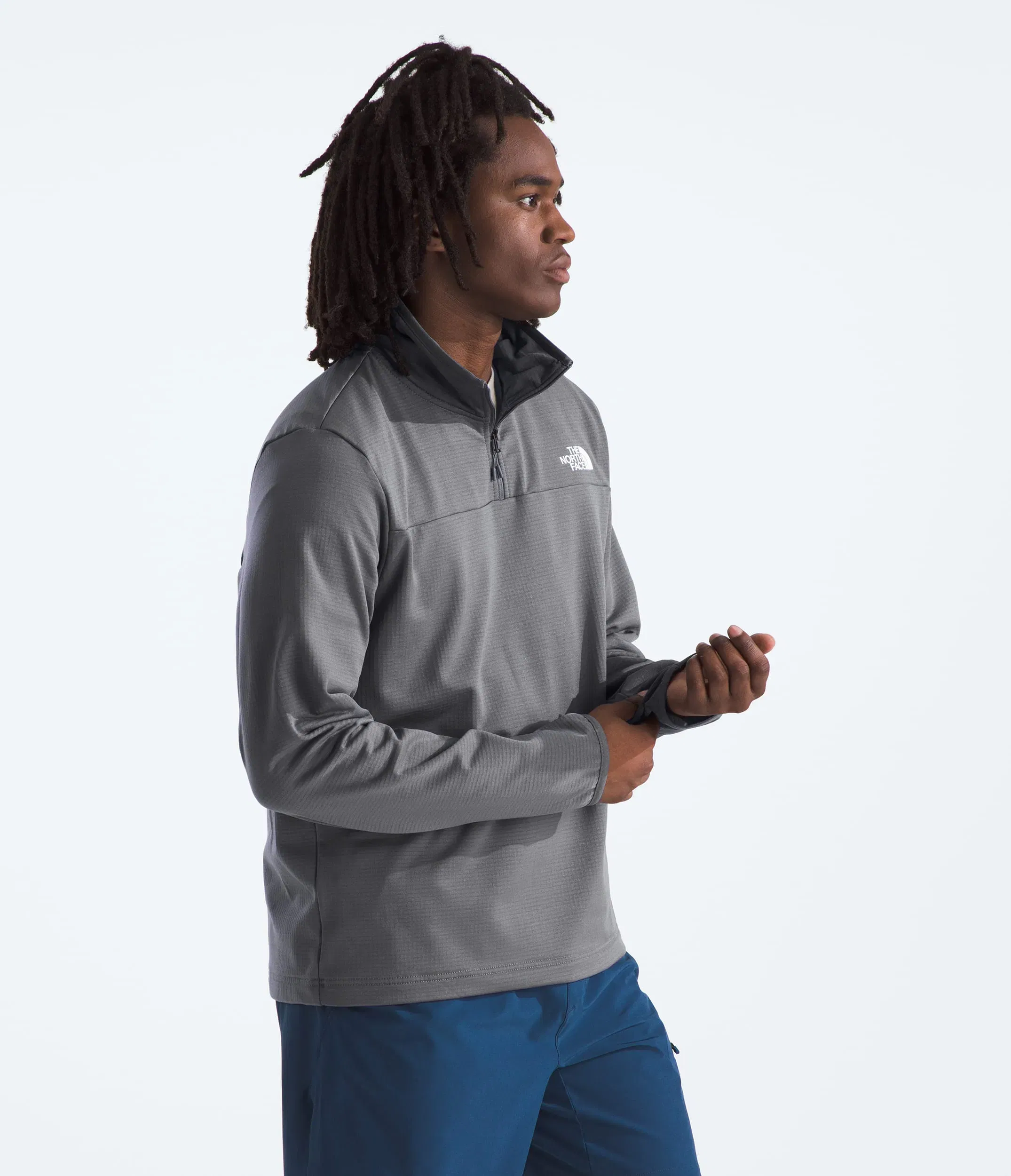 The North Face Men’s Cedar Trail Grid Fleece ¼-Zip Smoked Pearl
