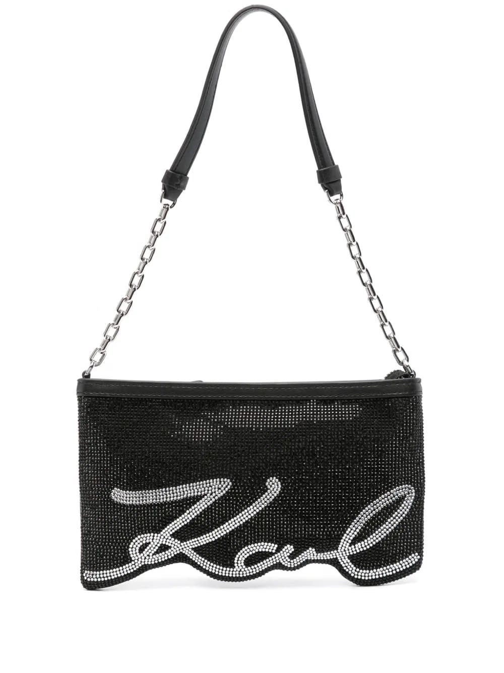 rhinestone-logo shoulder bag