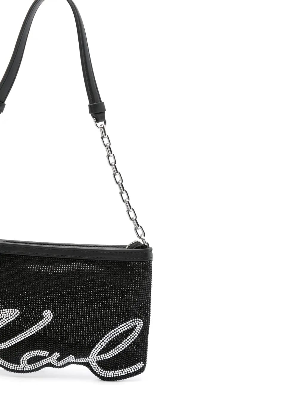 rhinestone-logo shoulder bag