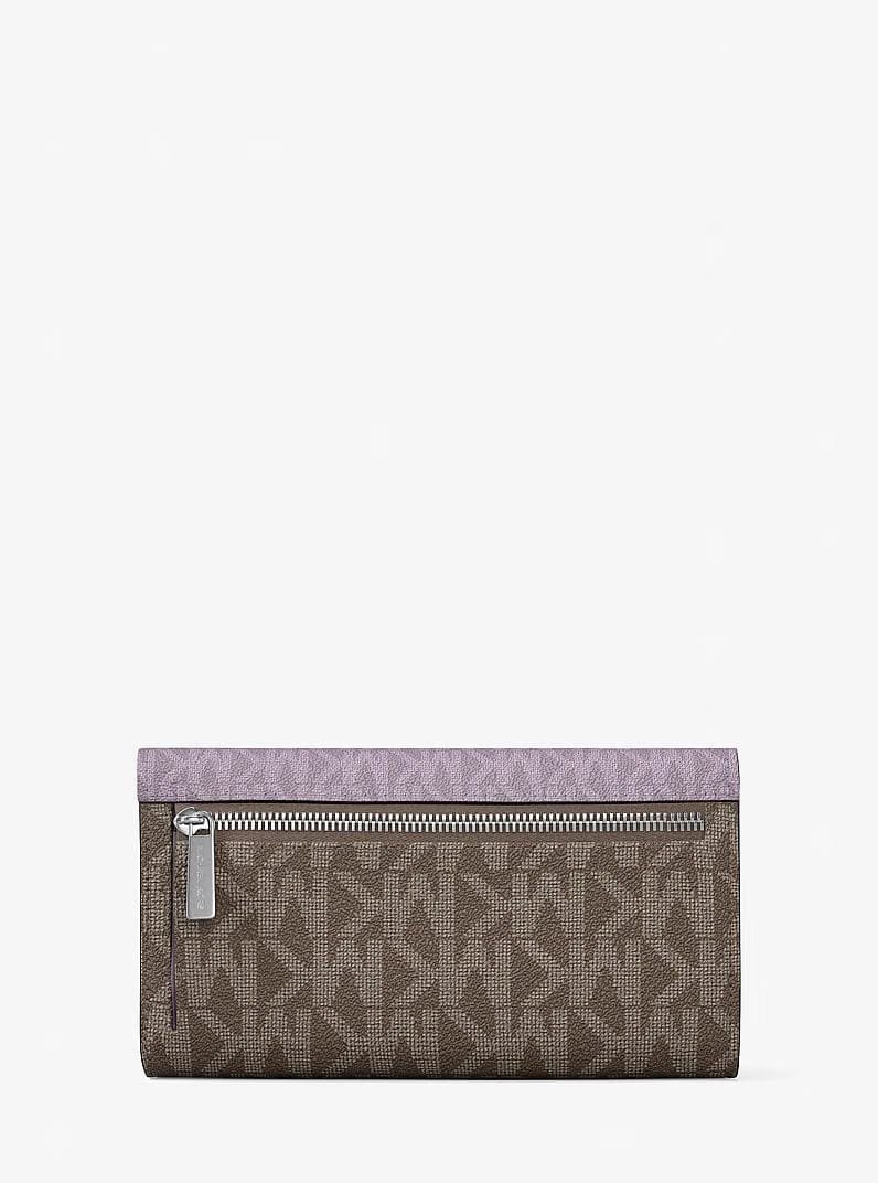Michael Kors Jet Set Travel Signature Logo Tri-Fold Wallet Lilac