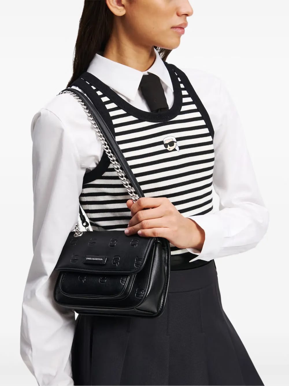 Ikon-embossed crossbody bag