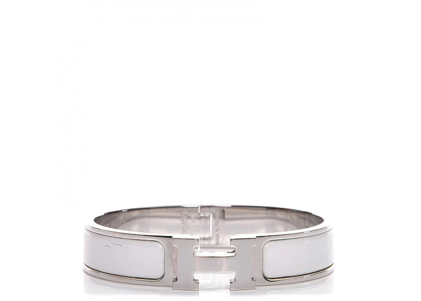 Hermes Bracelet Narrow Clic Clac H Enamel Pm White