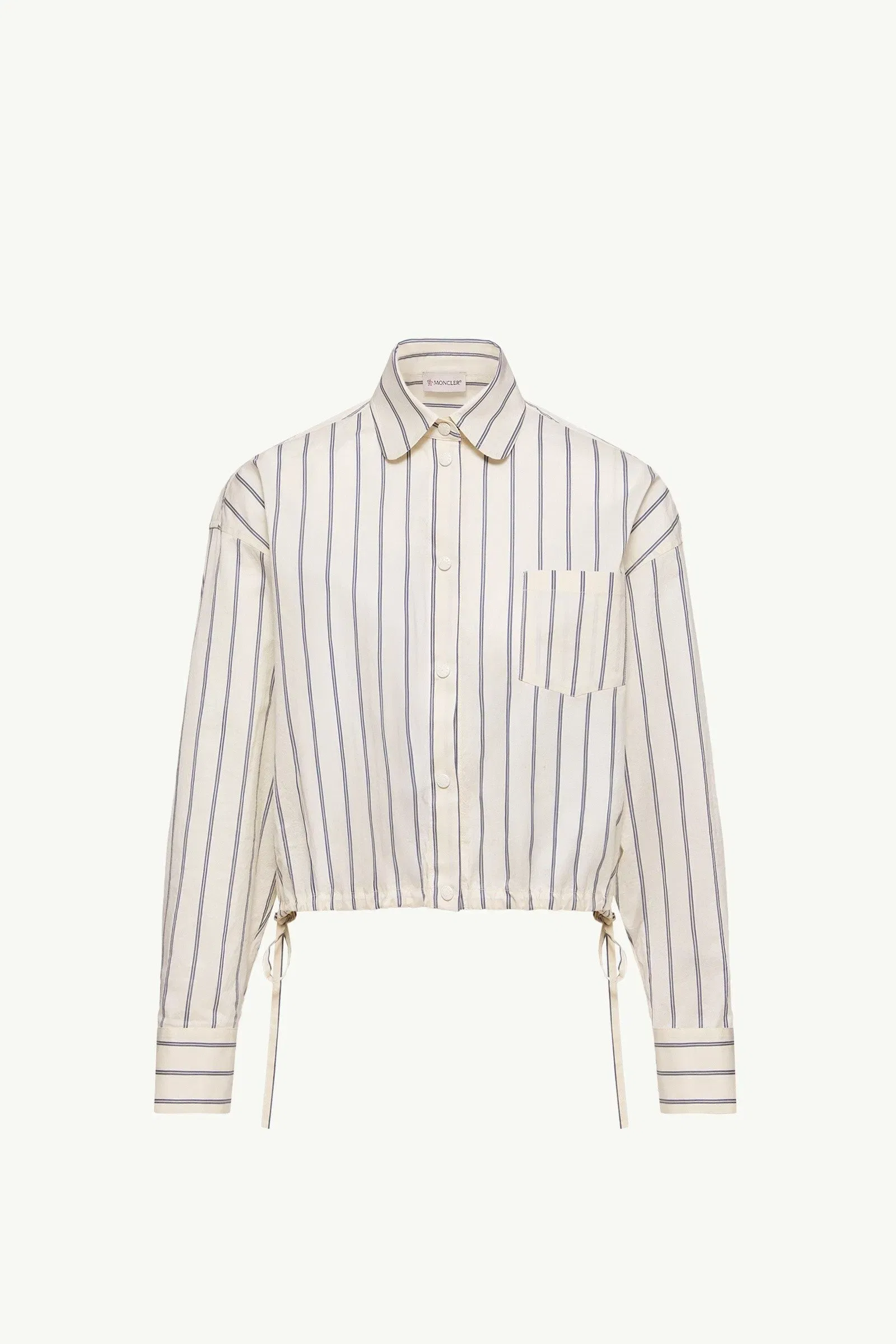 Moncler Striped Cotton & Silk Long Sleeve Shirt White Ivory White Ivory