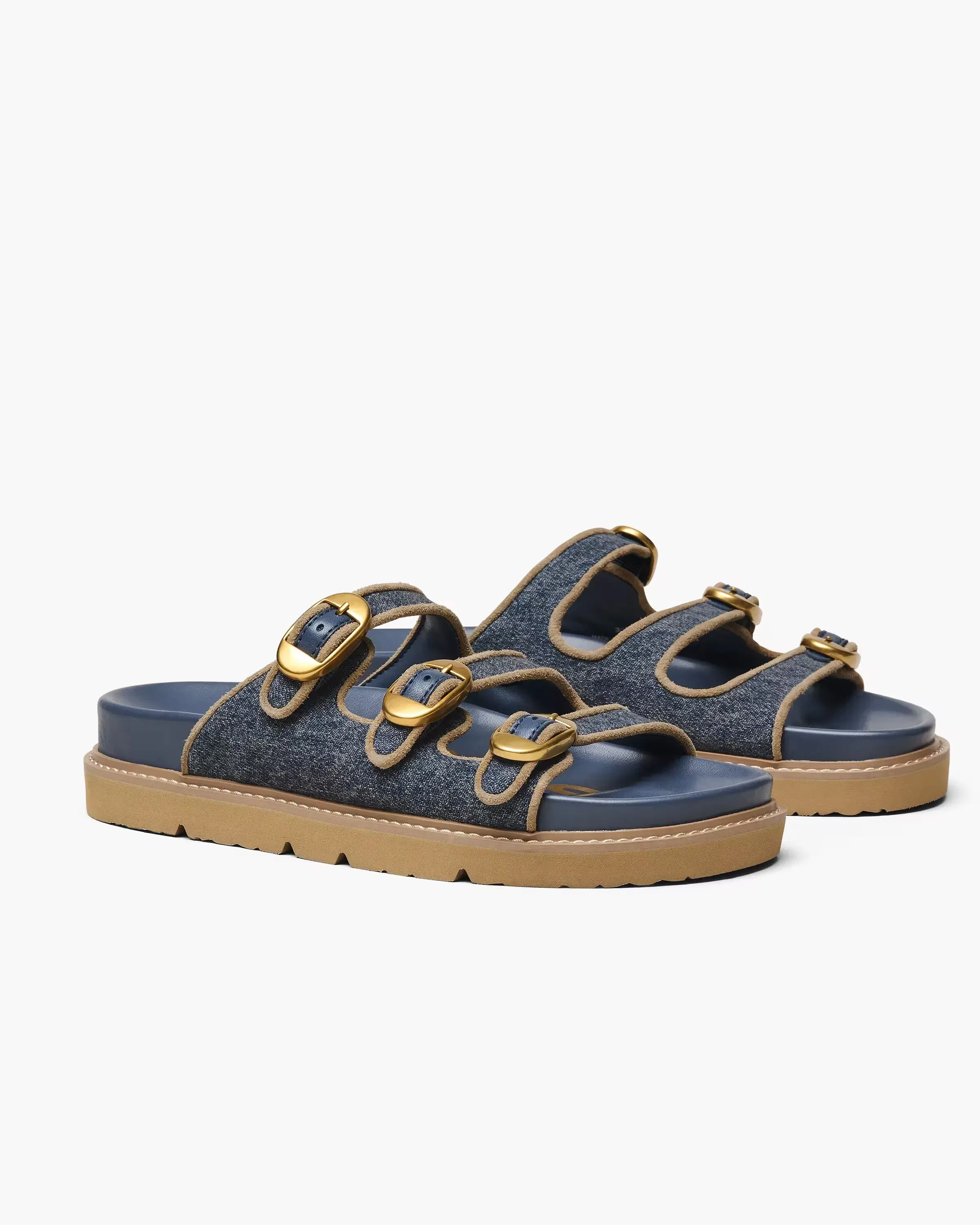Marc Jacobs The Denim Suede Kiki Slide Dark Wash Indigo