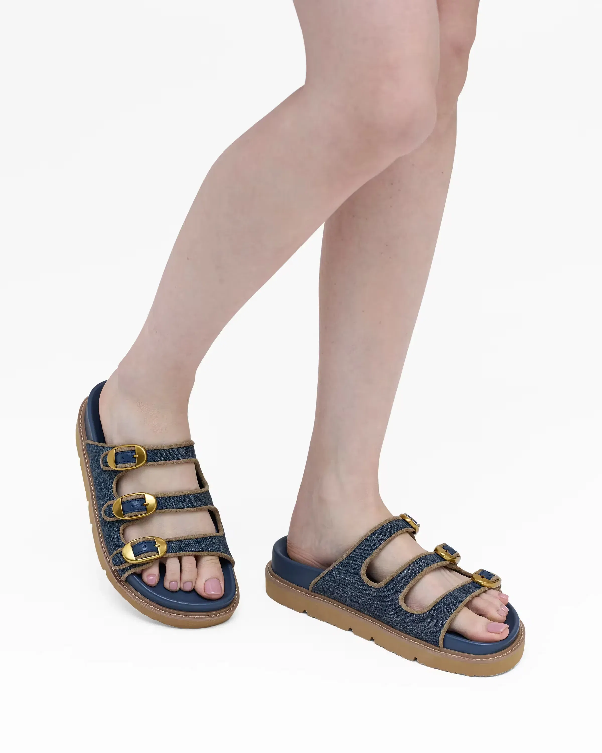 Marc Jacobs The Denim Suede Kiki Slide Dark Wash Indigo