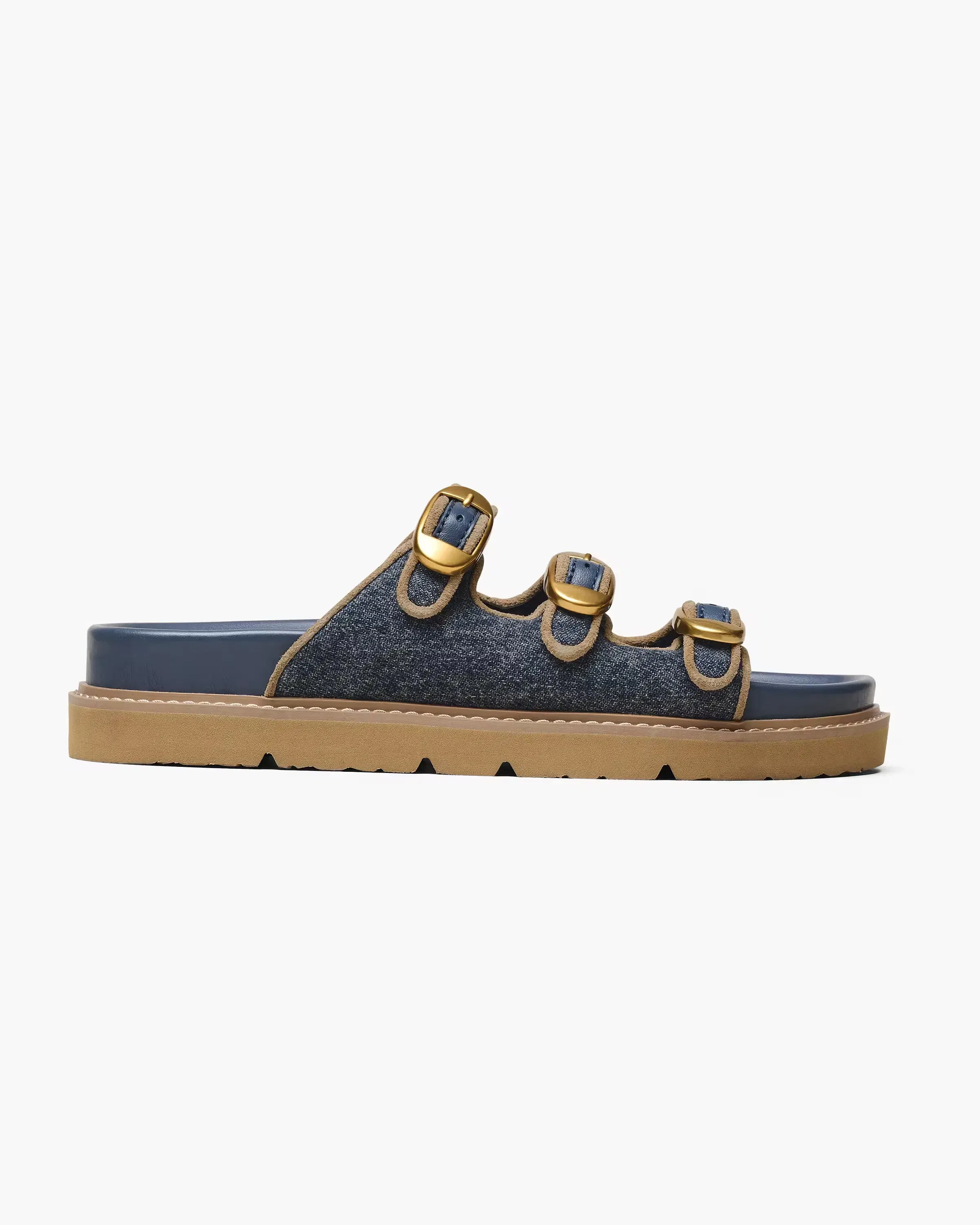 Marc Jacobs The Denim Suede Kiki Slide Dark Wash Indigo