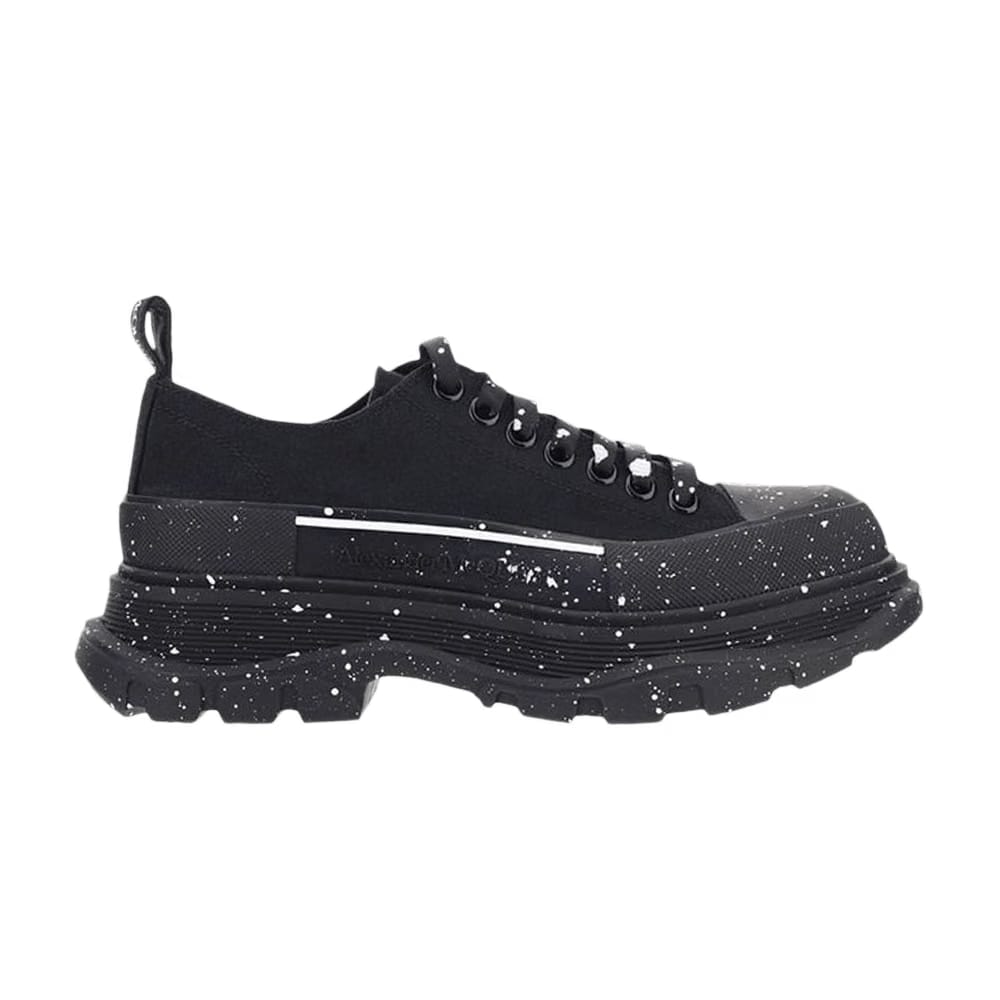Alexander McQueen Tread Slick Lace Up Black White Paint Splatter