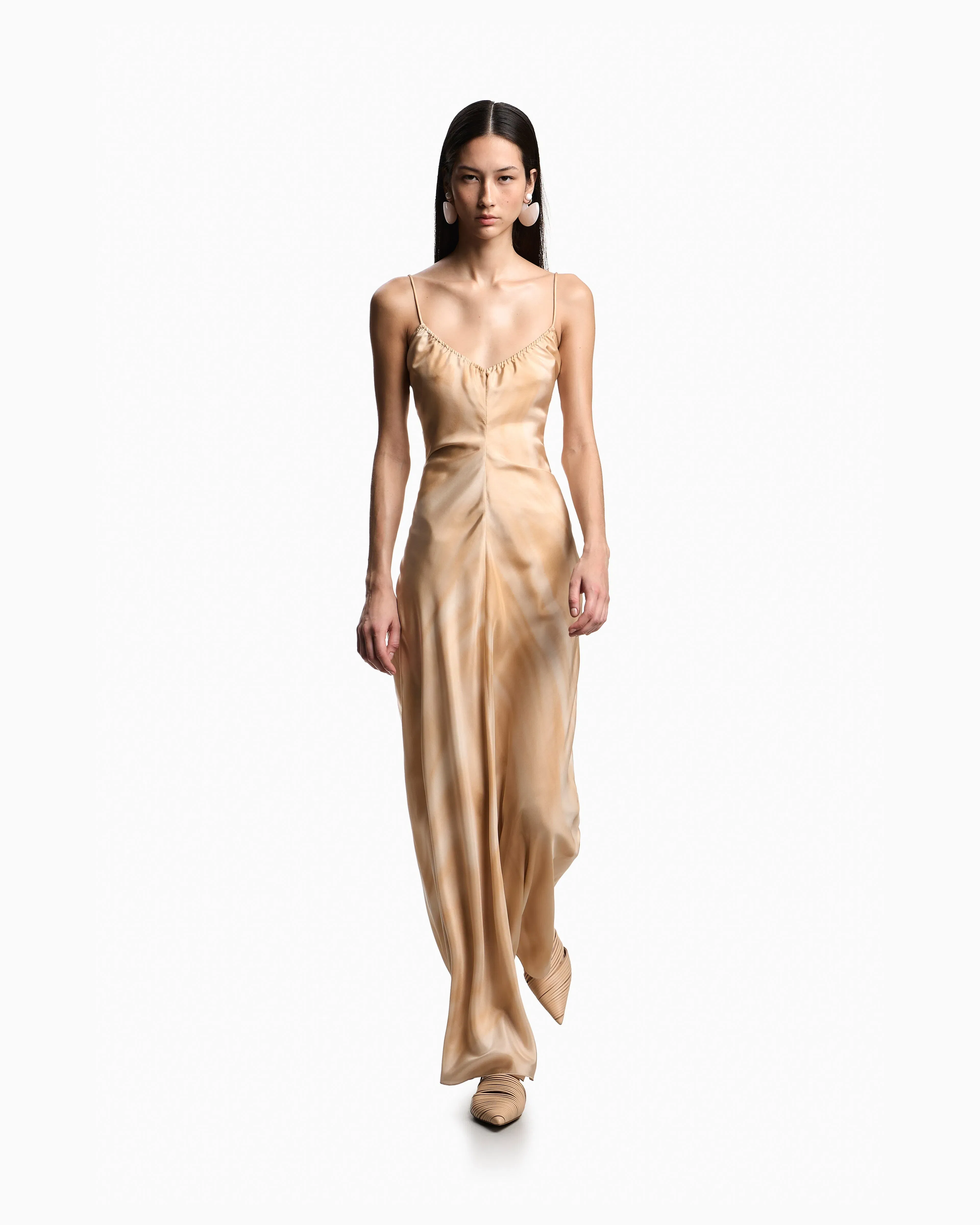 Emporio Armani Faded-print pongee silk dress
