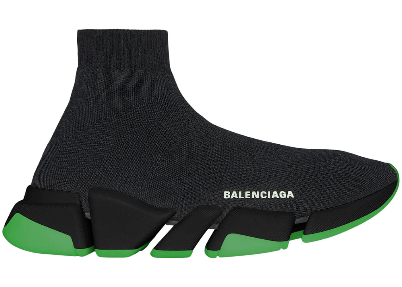 Balenciaga Speed 2.0 Sneaker Clear Sole - Black Neon Green
