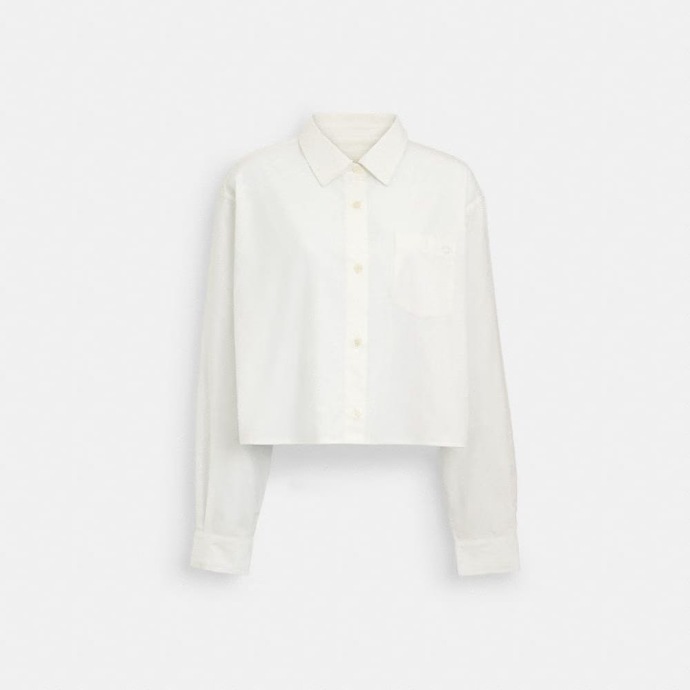 Coach Cropped Poplin Shirt In Organic Cotton White