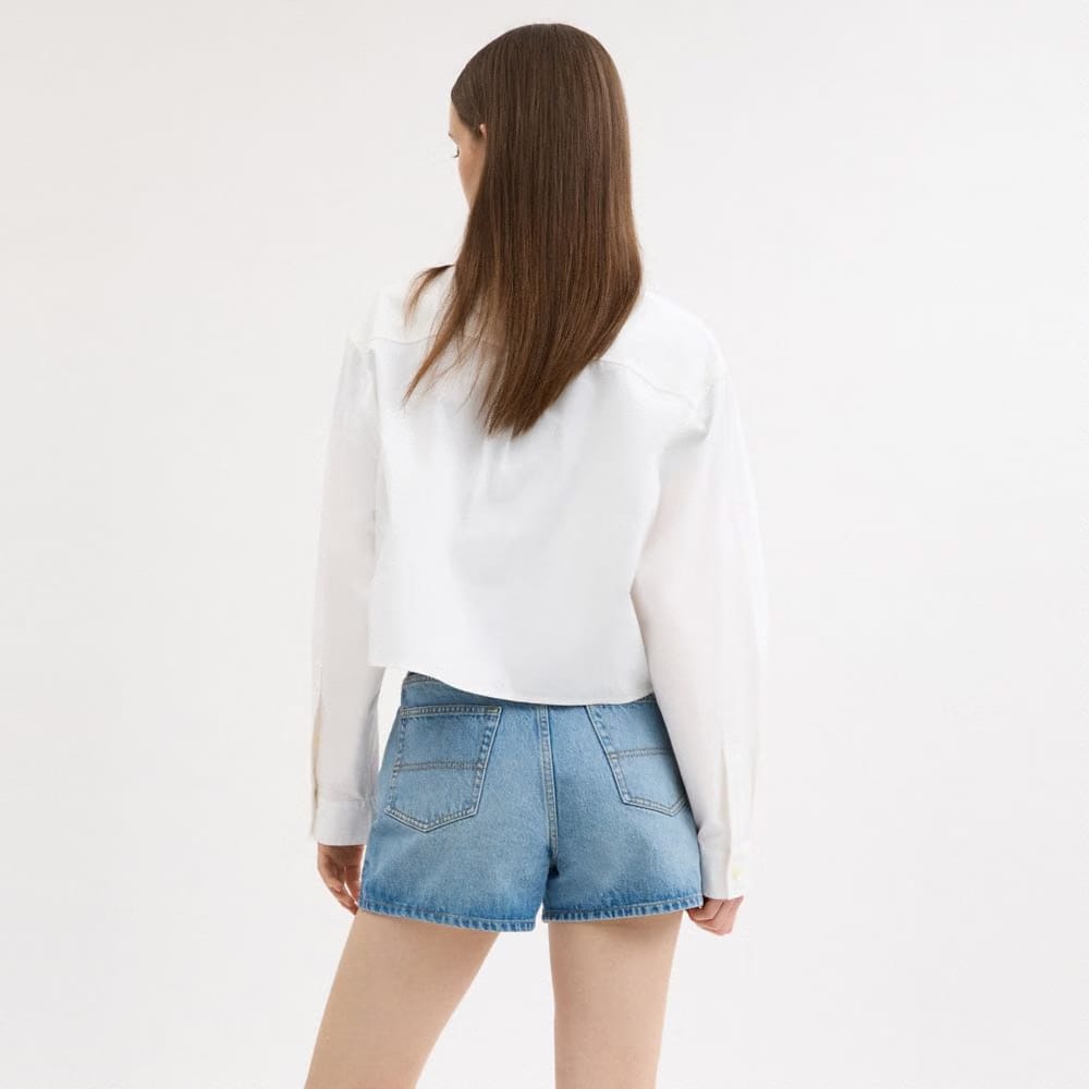 Coach Cropped Poplin Shirt In Organic Cotton White